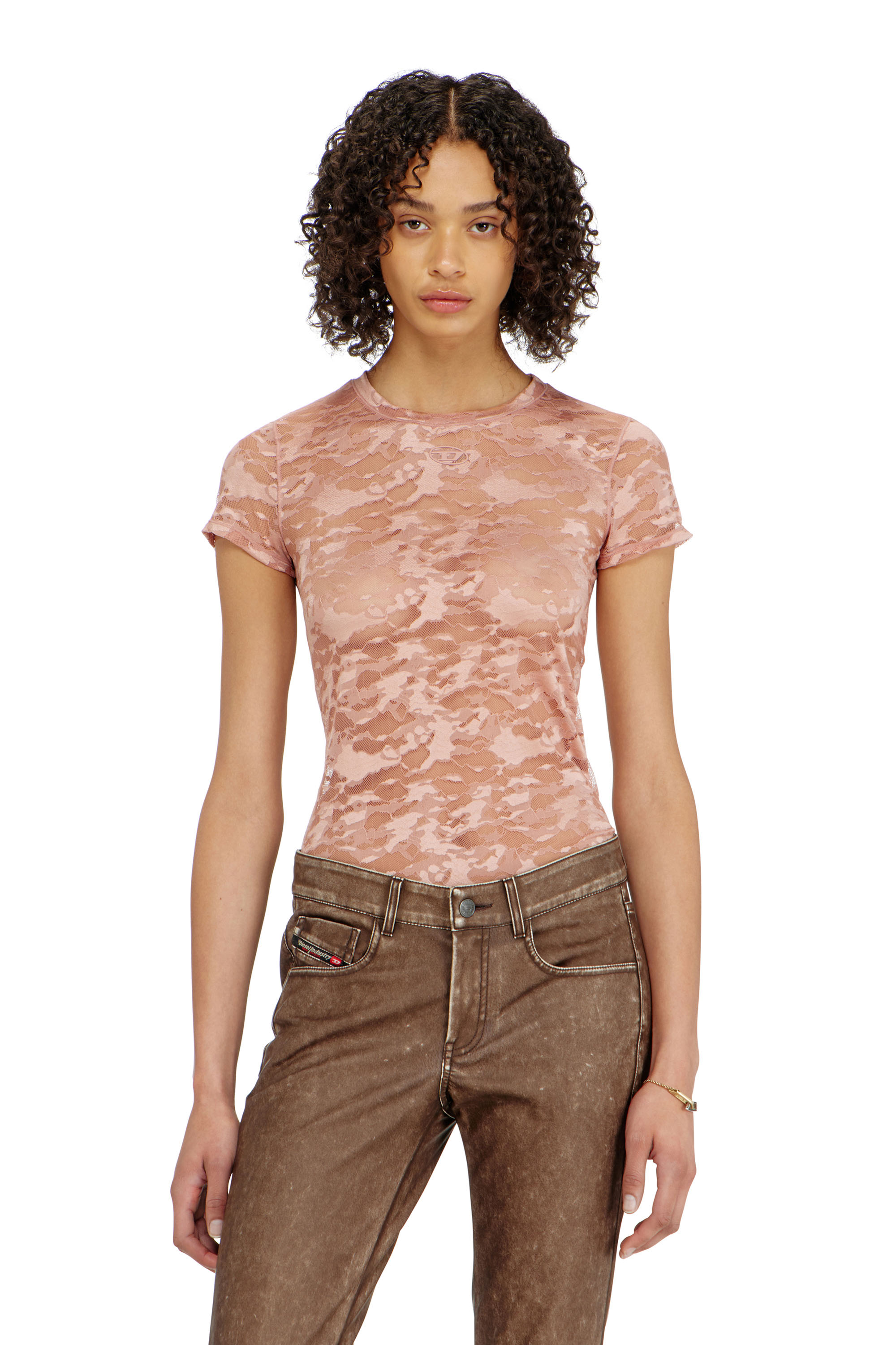 Diesel - KASIA-UTLT, Woman's Camo lace T-shirt in null - 2