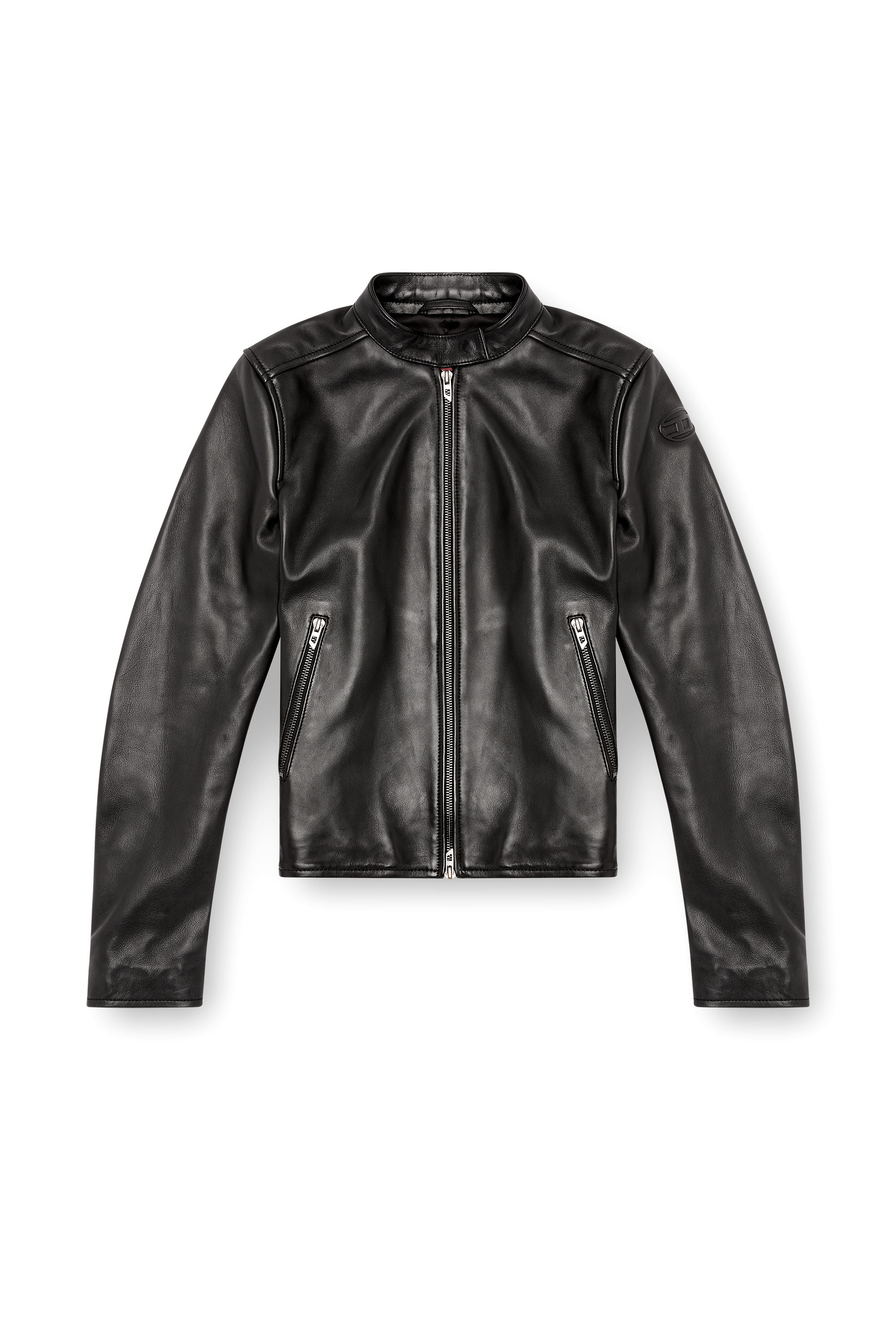 L-AYLA, Black Diesel - L-AYLA, Woman's Leather biker jacket with embossed logo in Black - 2