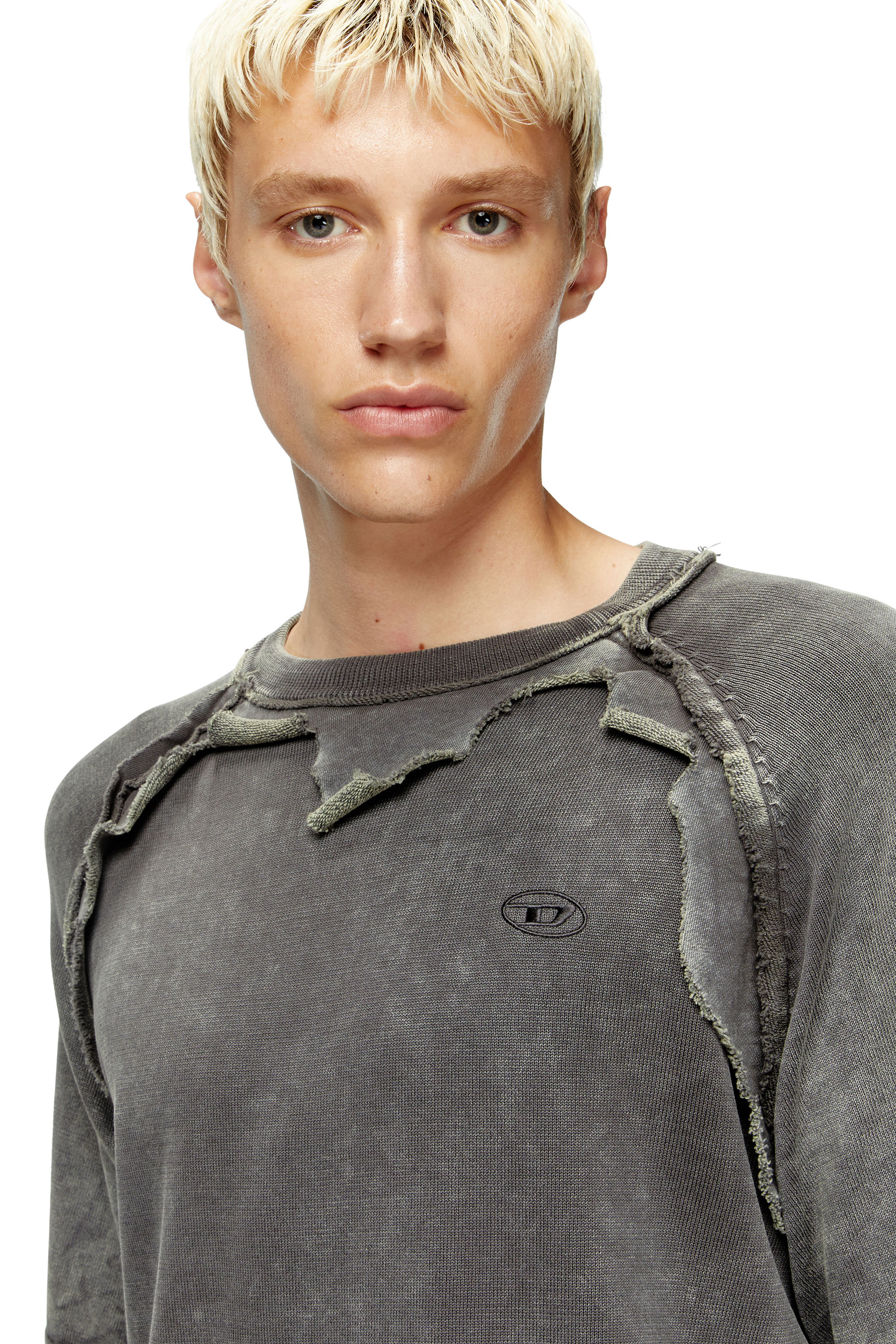 Diesel - K-PETRO, Man's Layered sweater with destroyed effect in Dark grey - 5