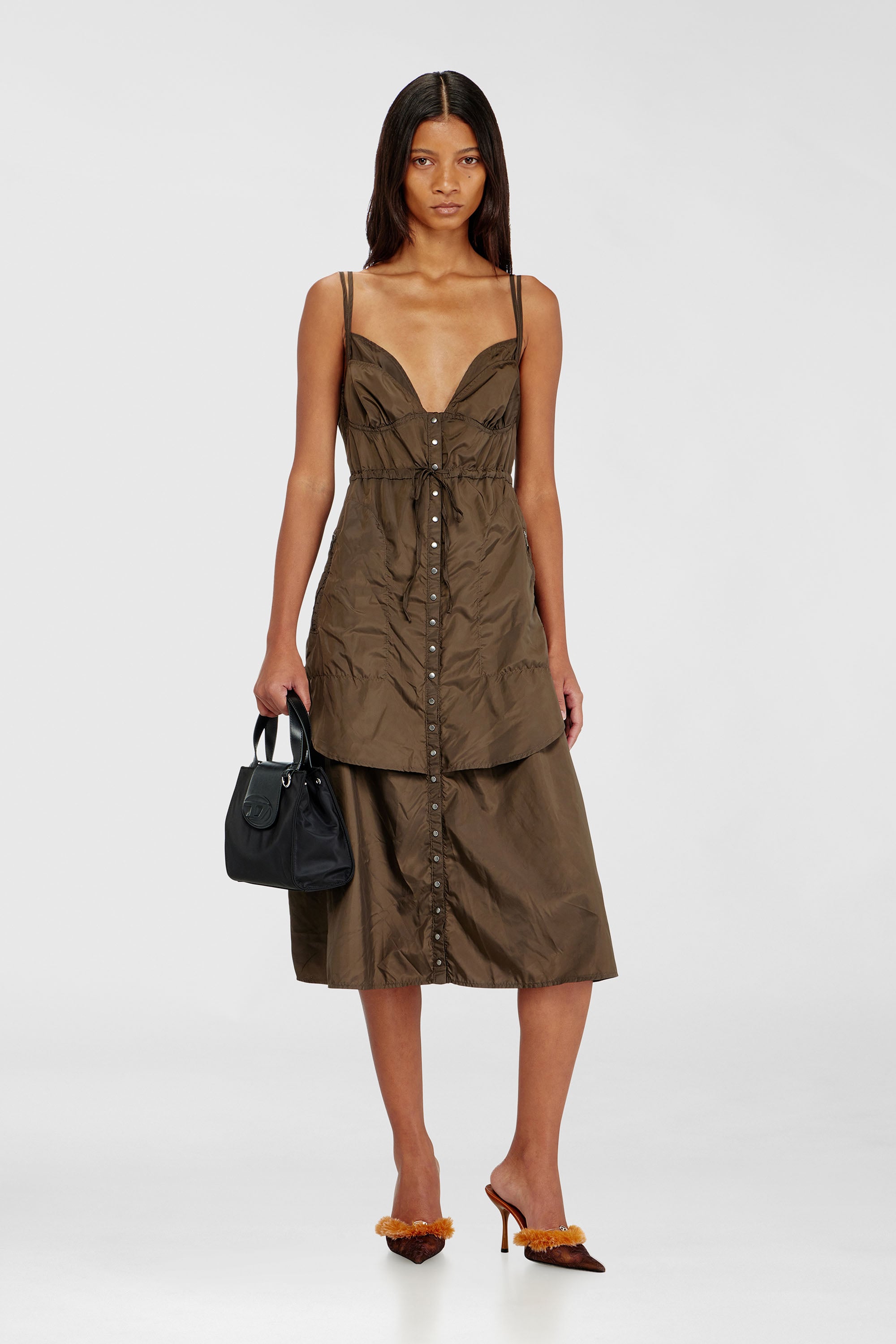 Lightweight nylon dress with layered design