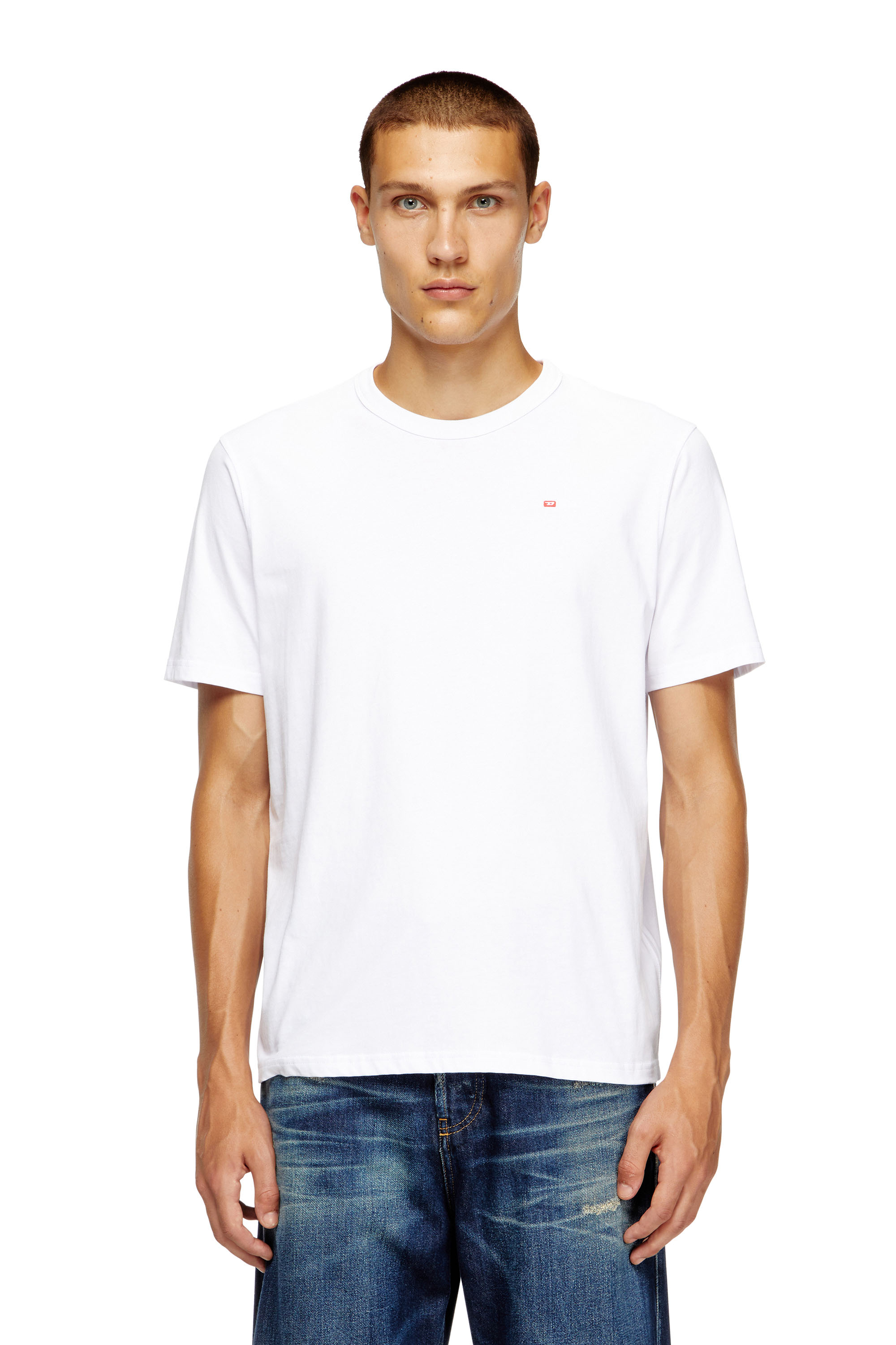 Diesel - T-ADJUST-MICRODIV, Unisex's T-shirt with micro-embroidered logo in White - 3
