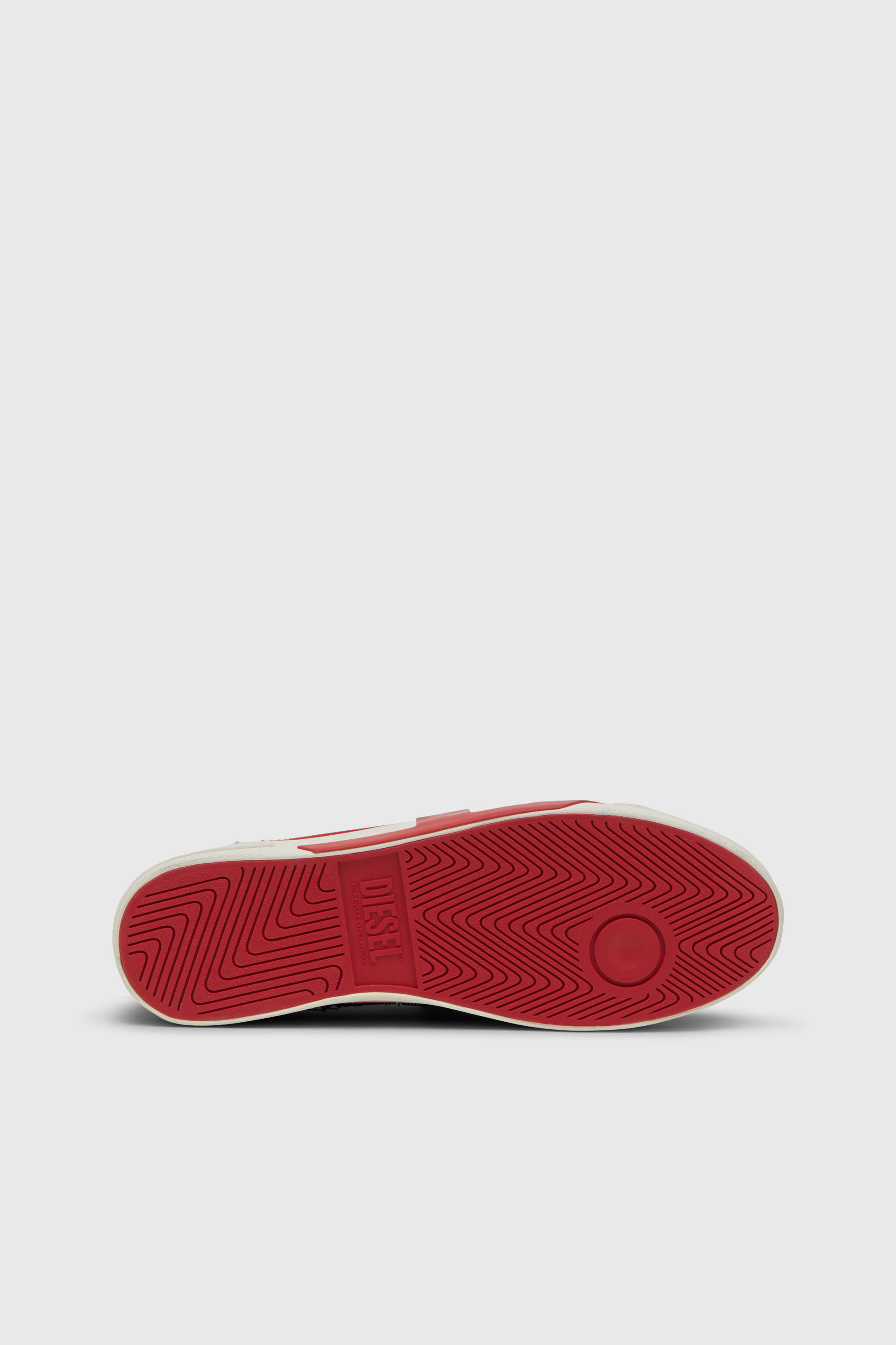Diesel - S-D-VERSE LOW II, Man's S-D-Verse-Dirty-effect canvas sneakers in White/Red - 5