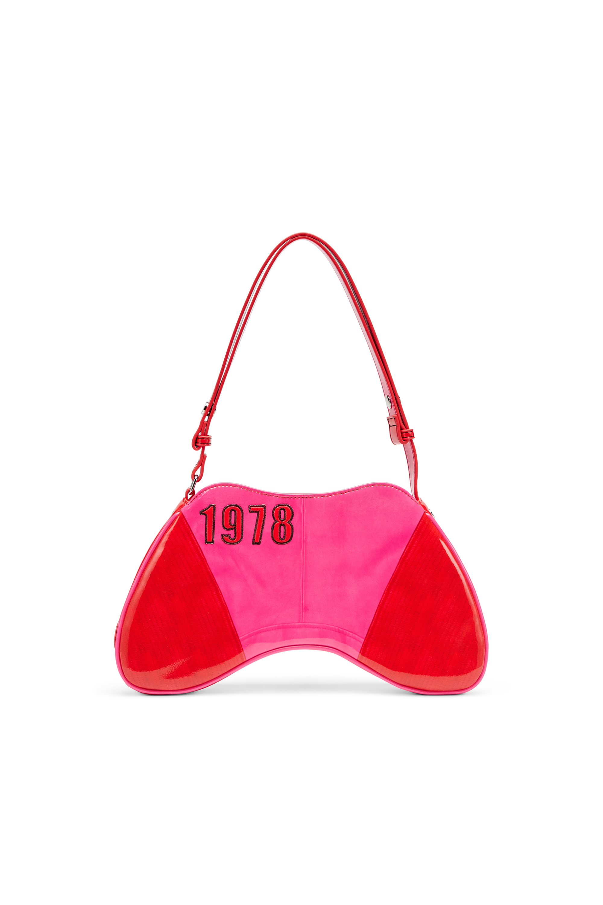 Diesel - PLAY SHOULDER, Woman's Play-Glossy shoulder bag with biker details in Pink - 2