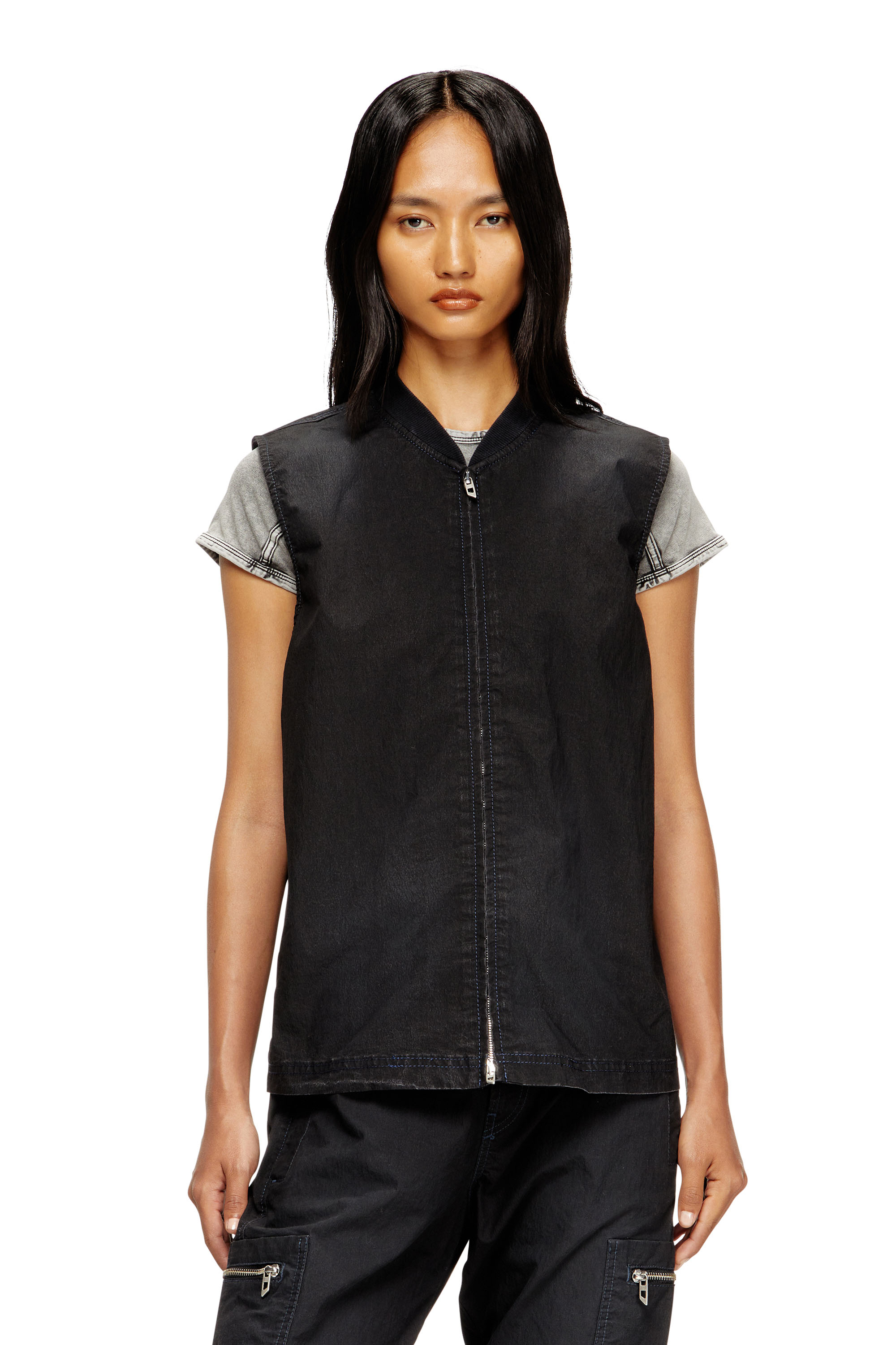 Diesel - D-SUND-D-N JOGG, Unisex's Sleeveless technical JoggJeans vest in Black/Dark grey - 5