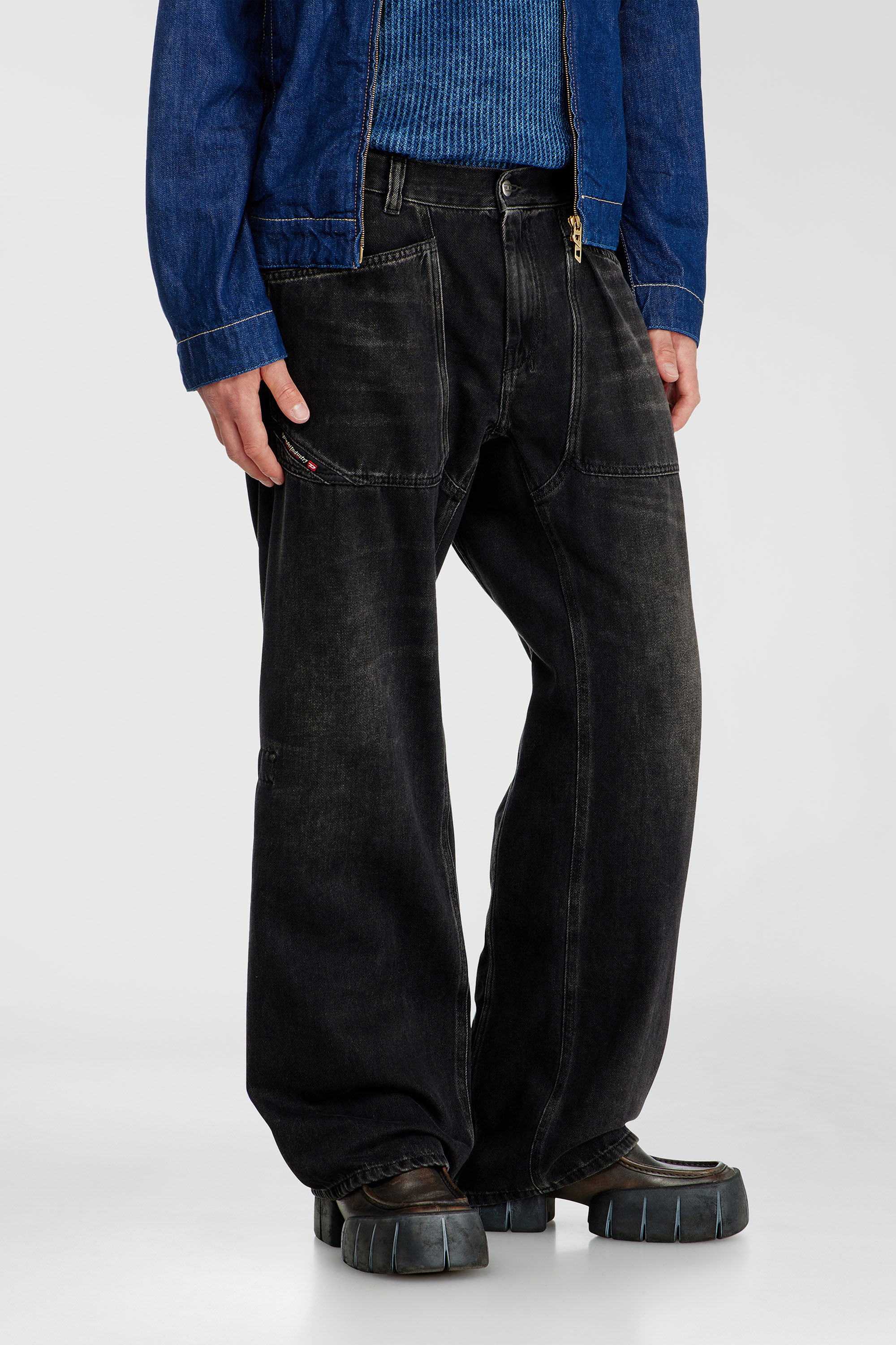 Diesel - Man's Relaxed Jeans D-Zeta 09J96, Black/Dark grey - 7