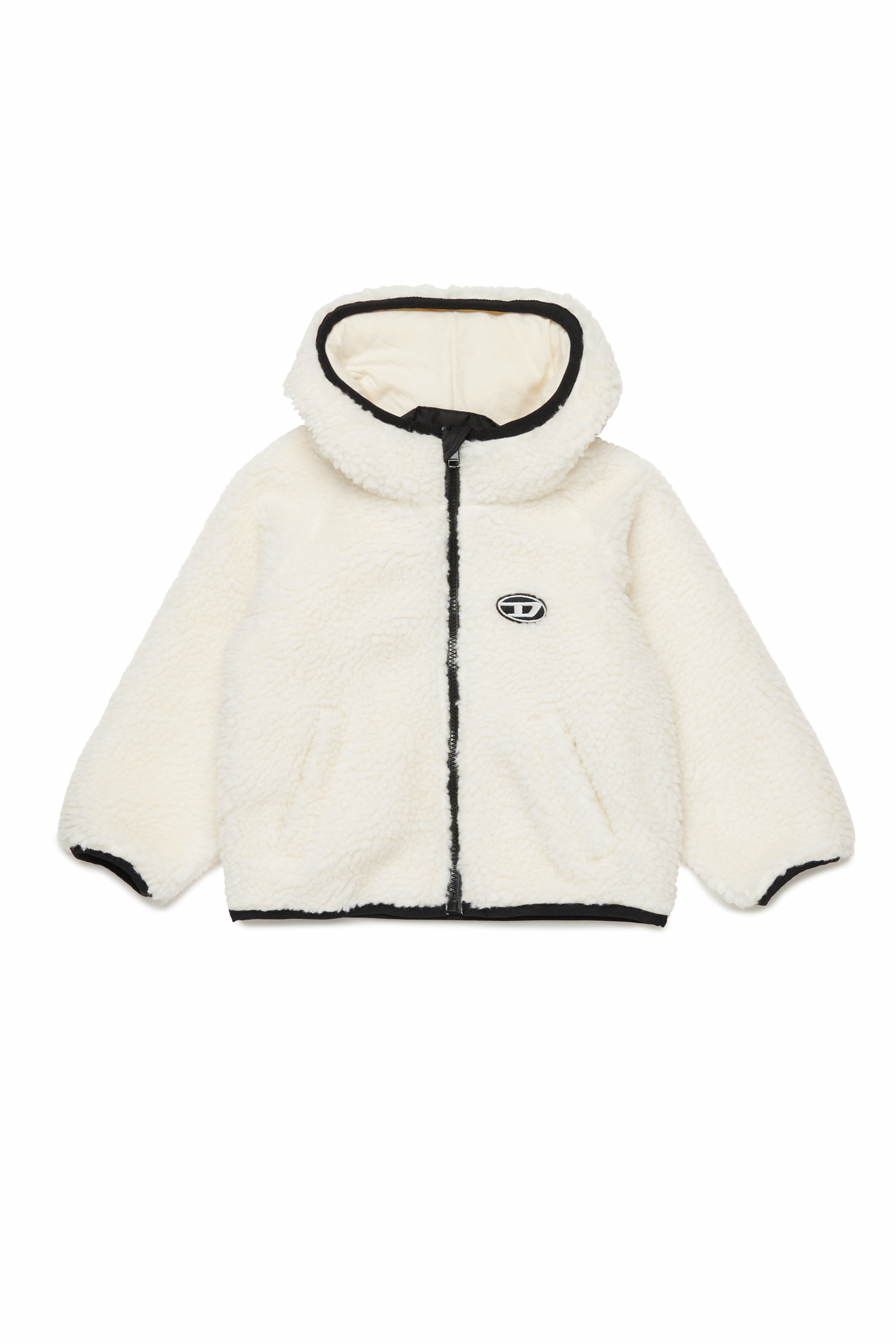 Diesel - JPOLAB, Unisex Hooded teddy jacket with Oval D patch in White - Image 1