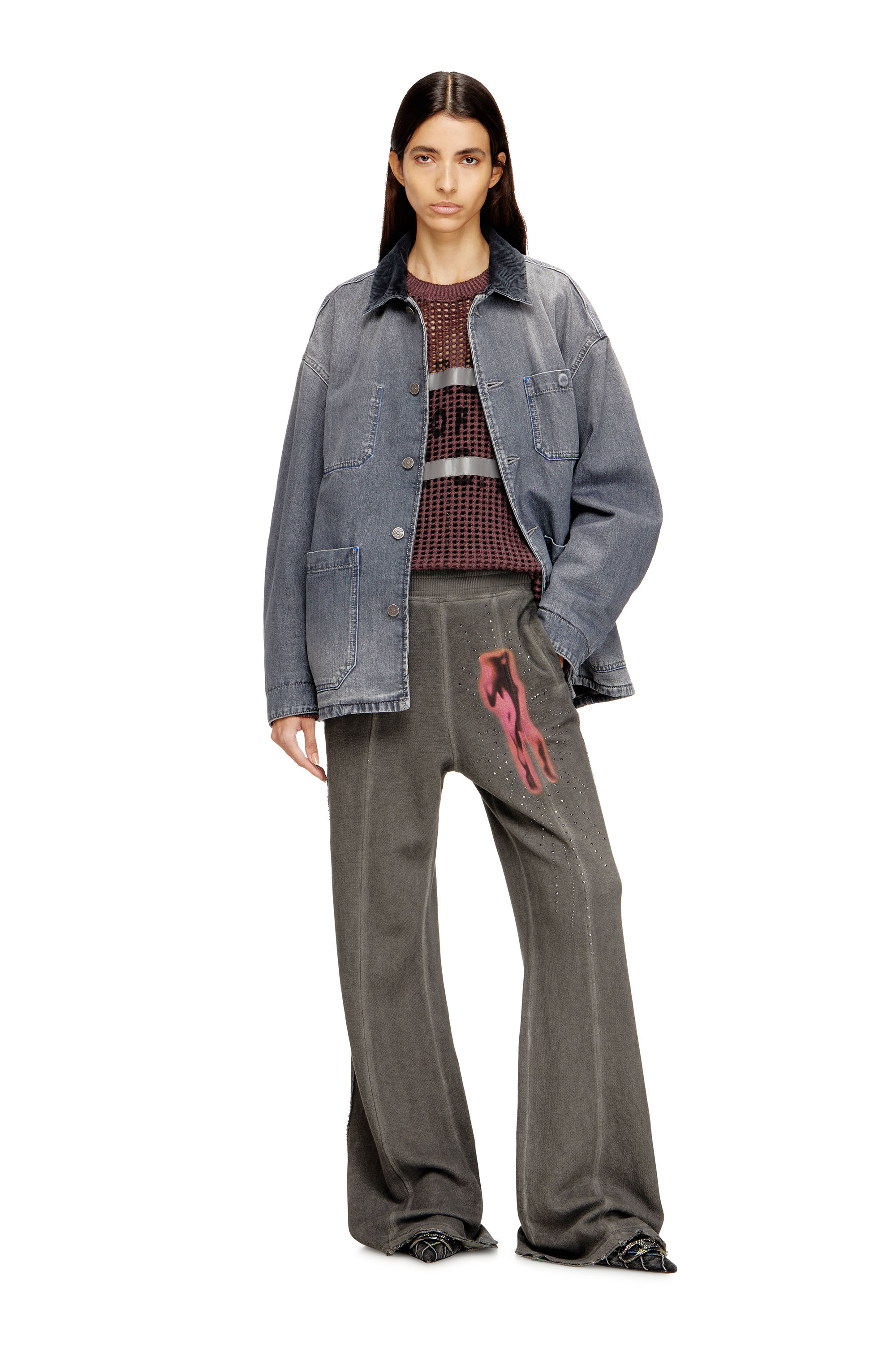 Diesel - D-STACK-U-L, Unisex's Utility-style denim jacket with contrasting collar in Grey - 2