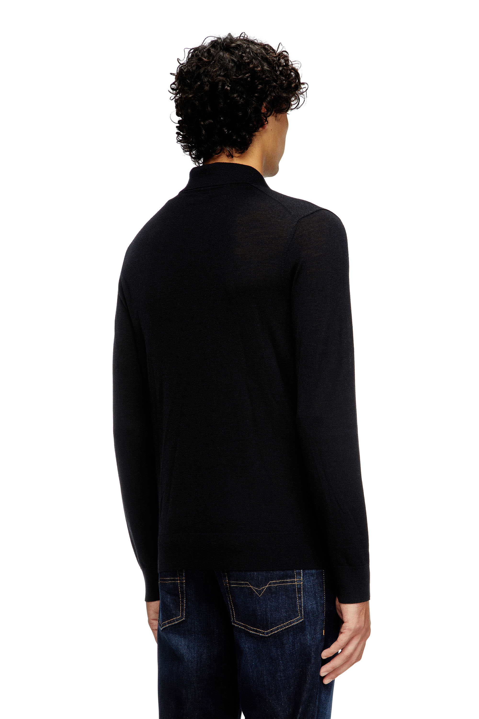 Diesel - K-GLARE, Man's Wool jumper with polo collar in Black - 4
