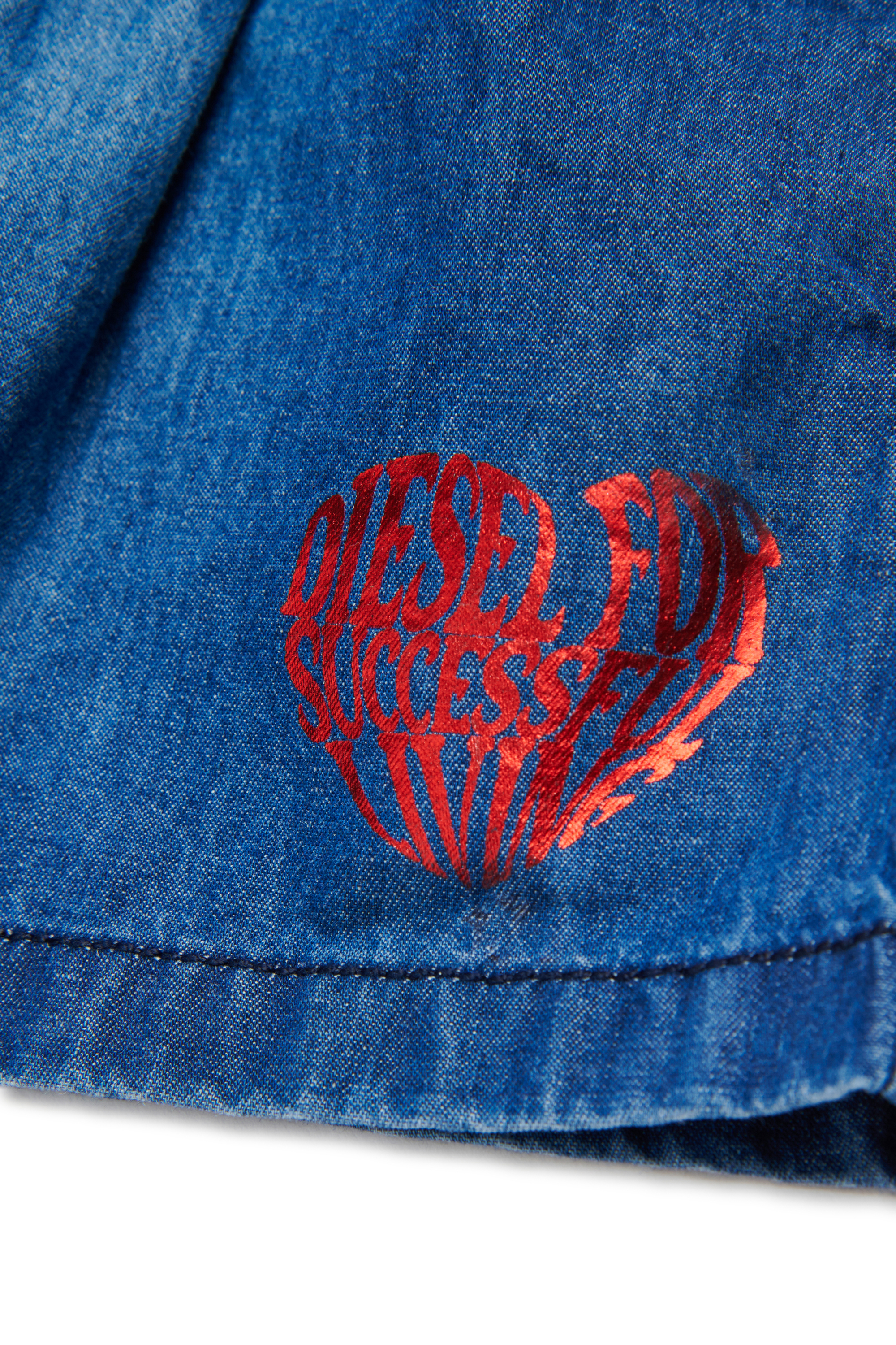 Diesel - PIXIB, Woman's Denim shorts with heart print in Medium blue - 4