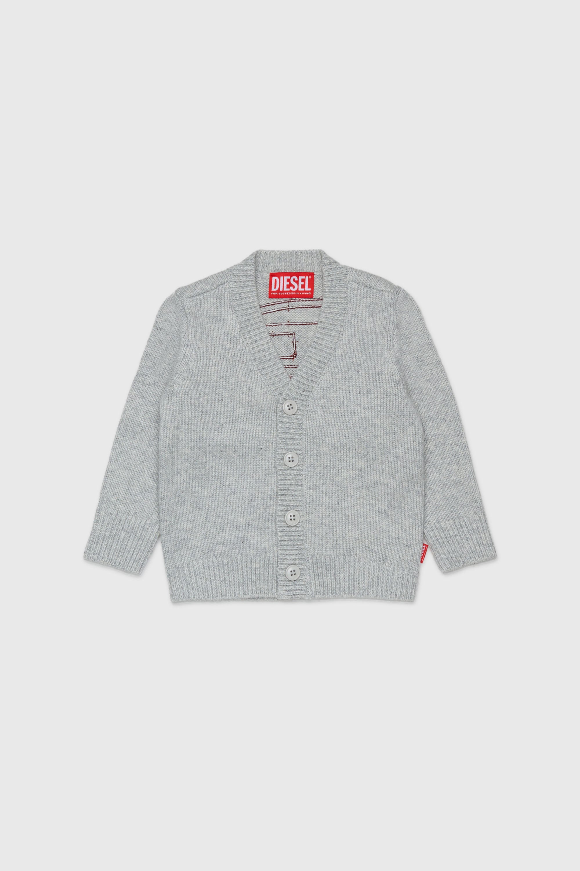 Diesel - KOLYB, Man's Cashmere-enriched cardigan with big Oval D in Grey - 1
