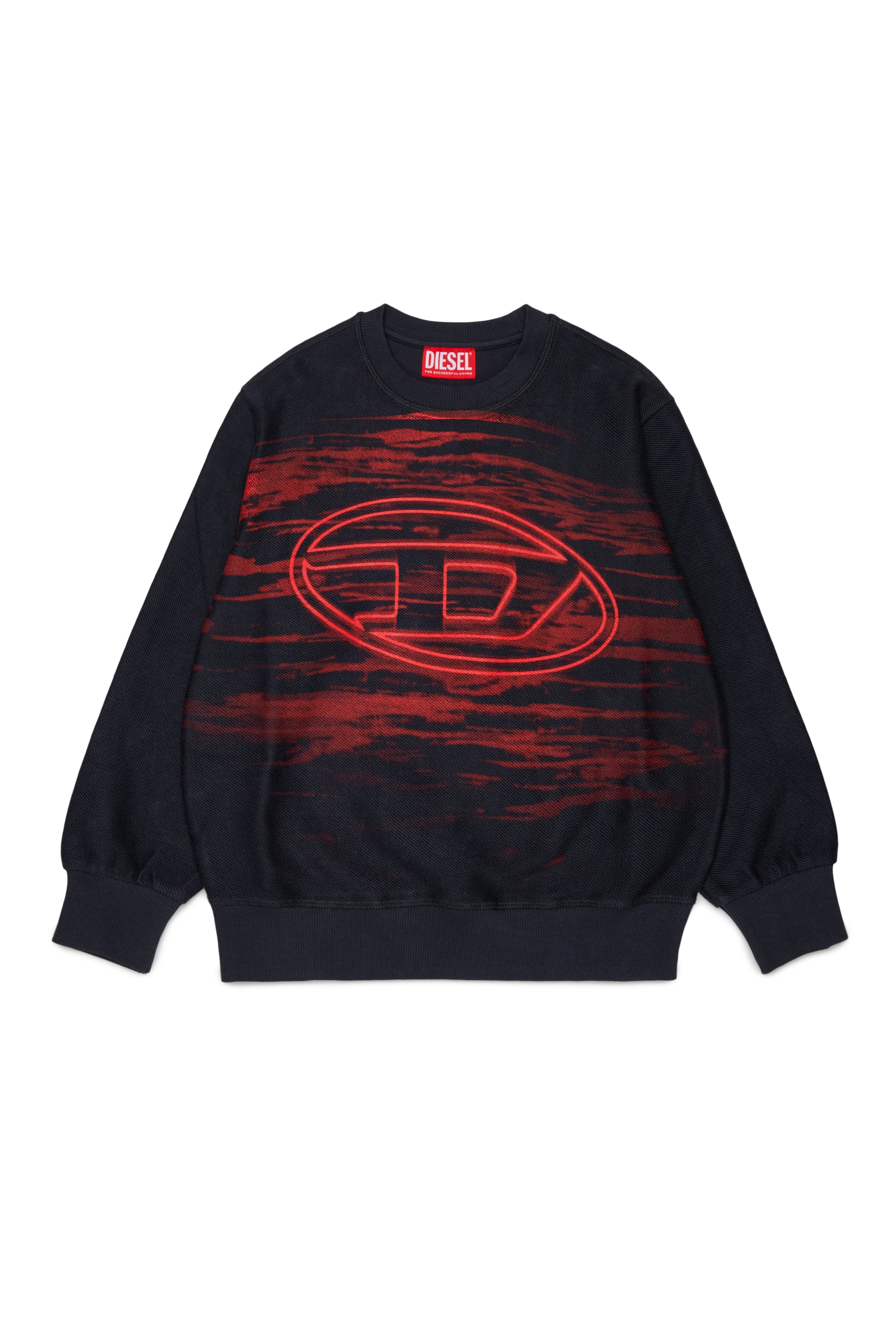 Diesel - SFRIT OVER, Man's Sweatshirt with streaks and Oval D logo in Black - 1