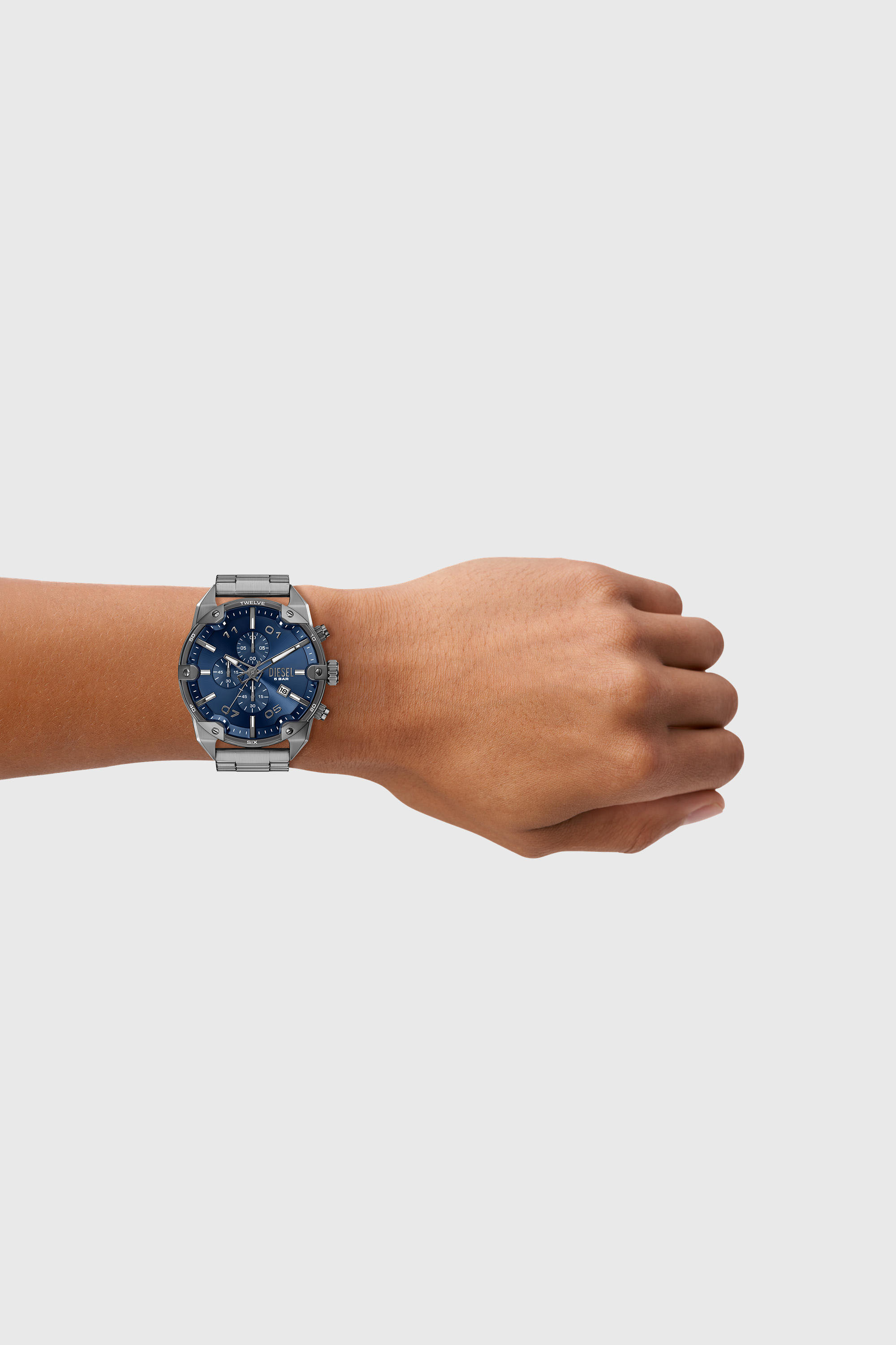 Diesel - DZ4724 WATCH, Man's Spiked gunmetal stainless steel watch in Dark grey - 5