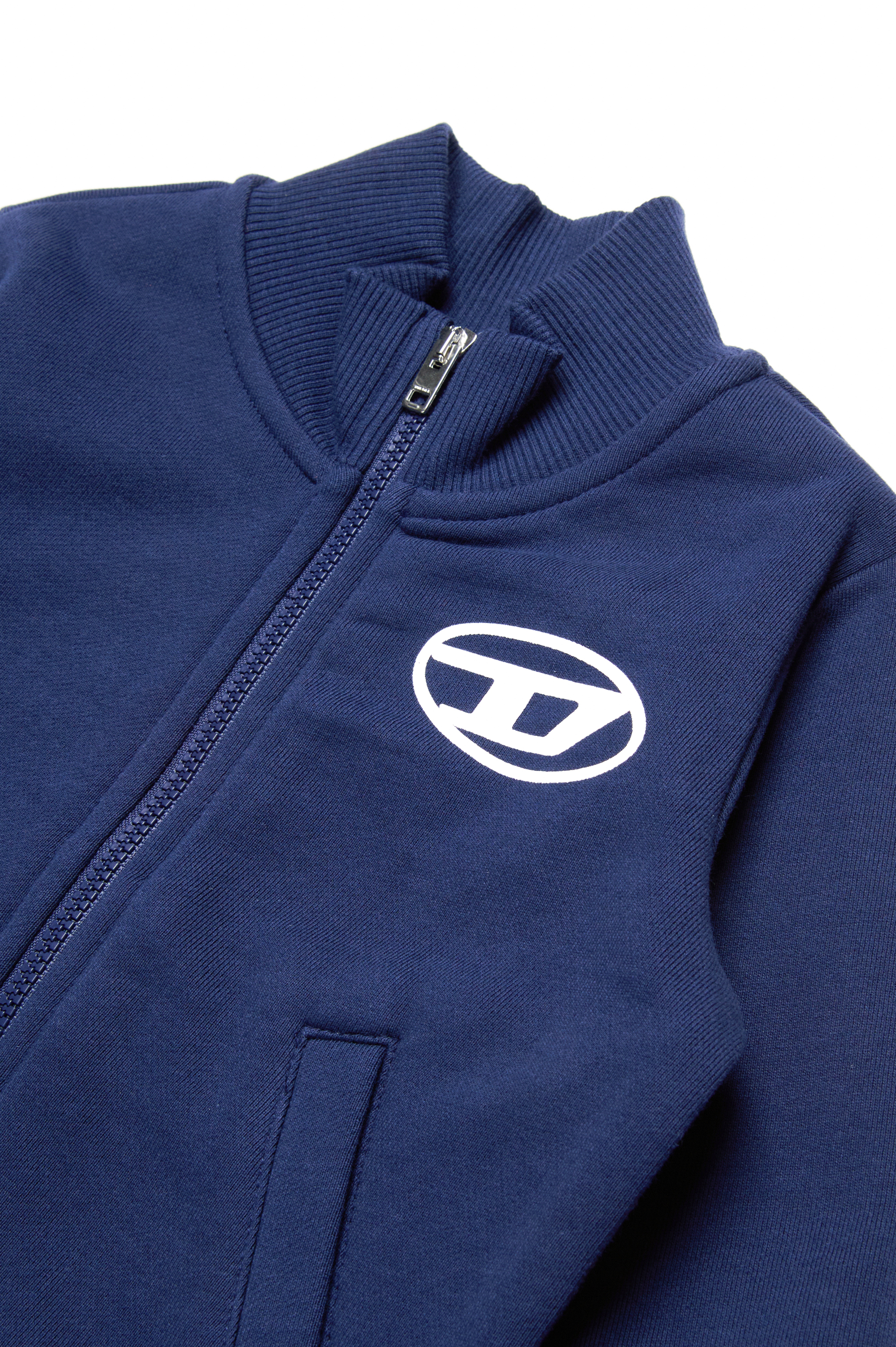 Diesel - SMARCOB, Unisex Zipped sweatshirt with Oval D print in Blue - Image 3