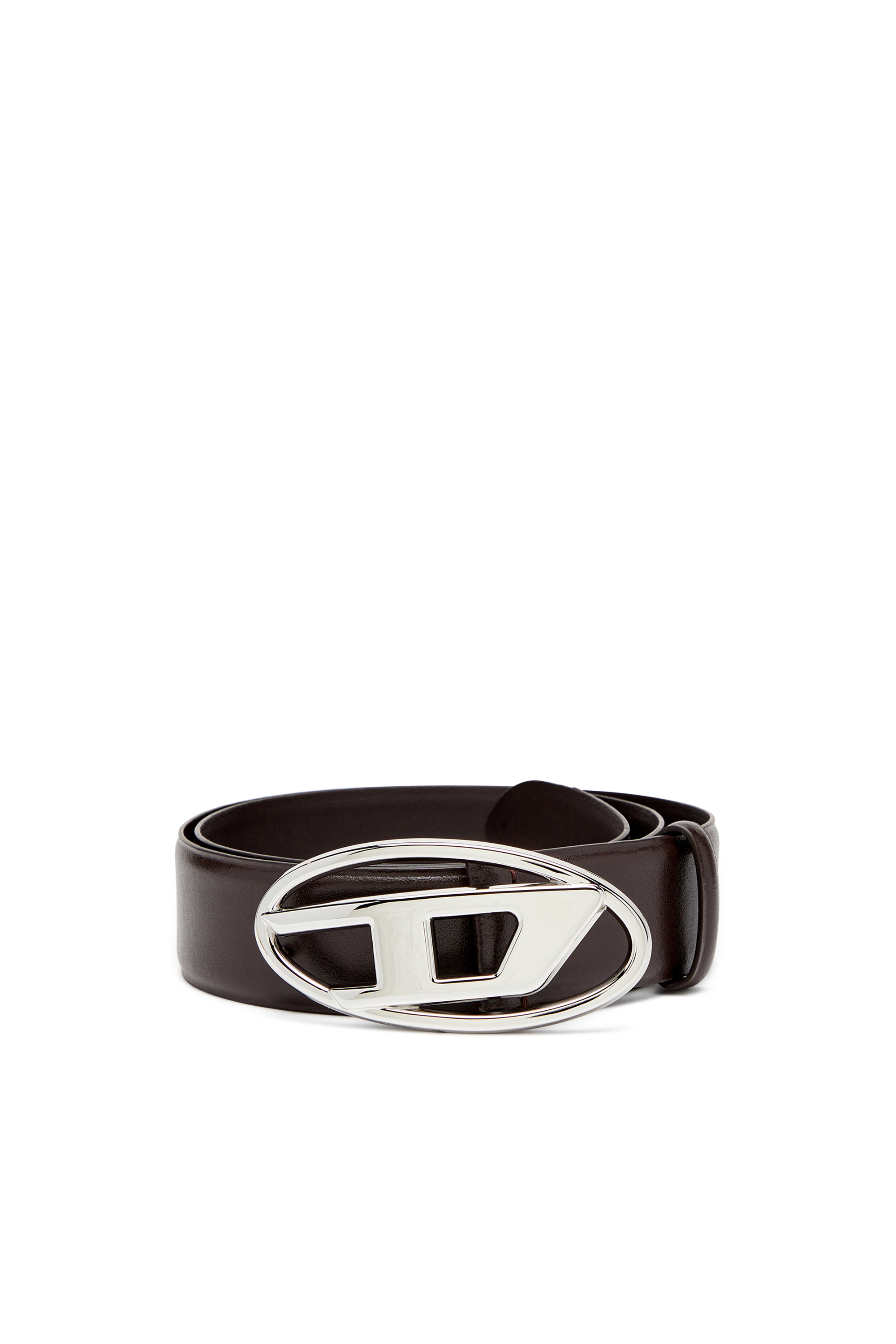 Diesel - B-1DR, Man's 4cm Leather belt with Oval D buckle in Dark Brown - 1