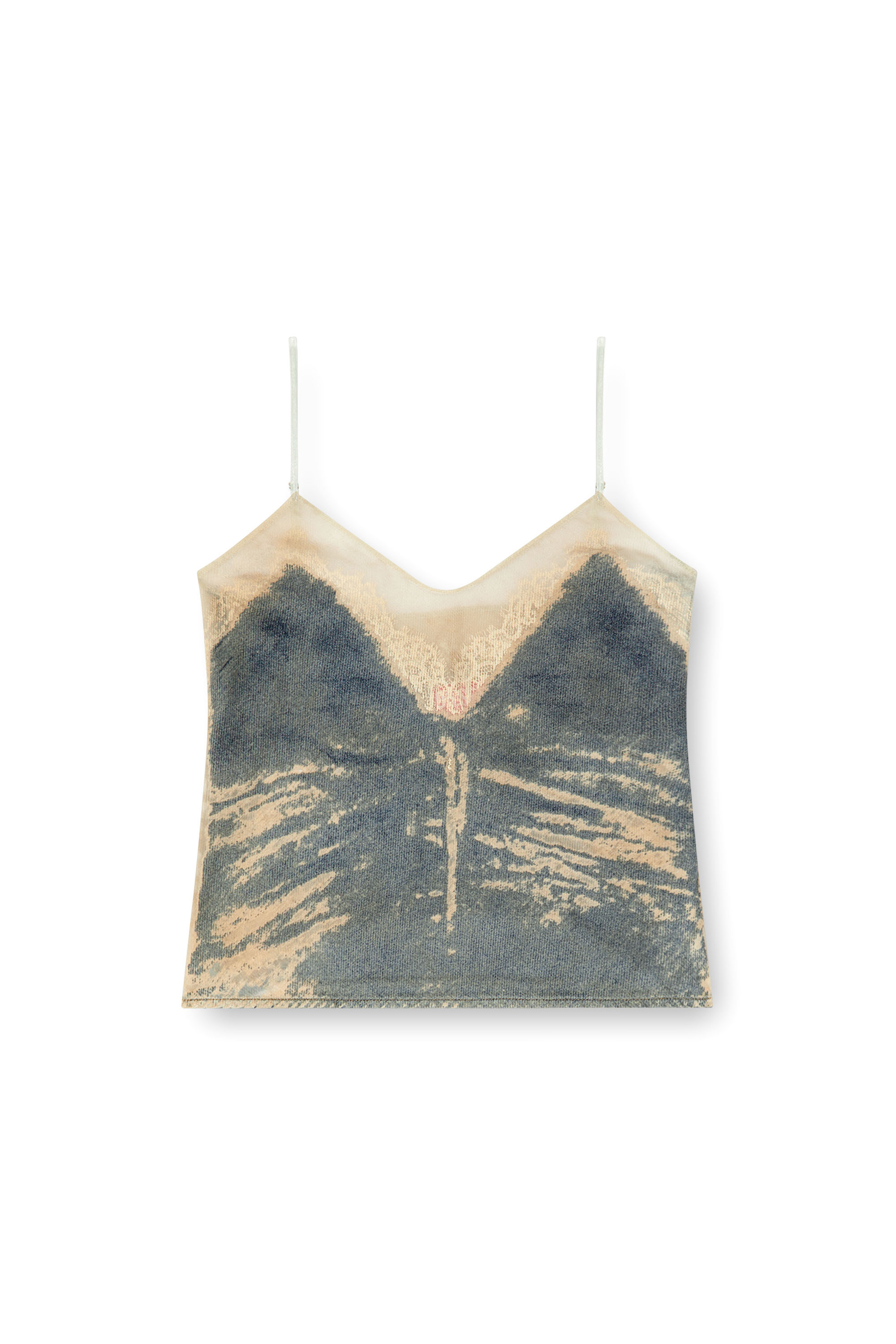 Diesel - DE-TRE-FSF, Woman's Strappy top in floating devoré denim in Dark Blue - 5