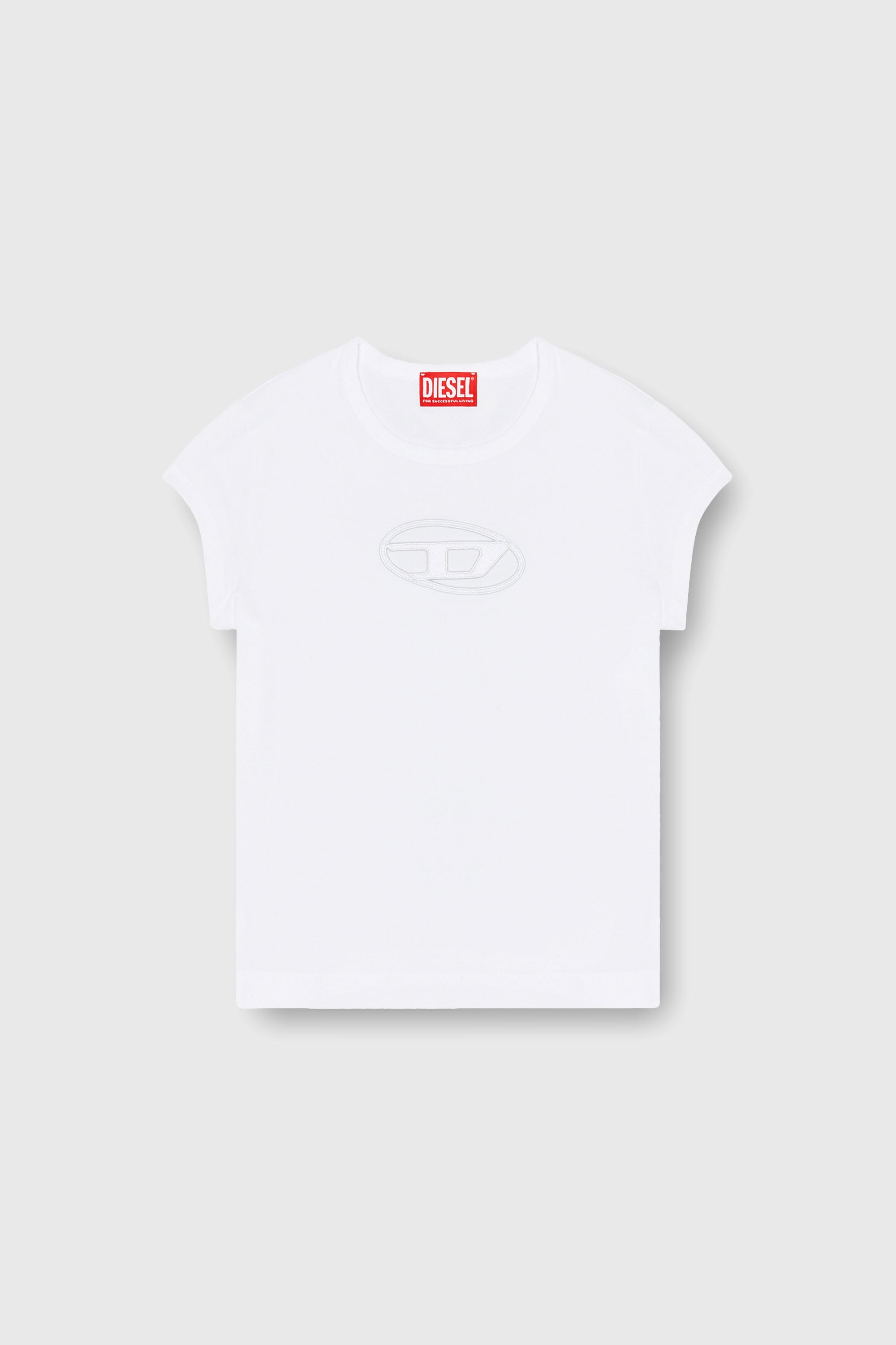 Diesel - T-ANGIE, Woman's T-shirt with Oval D logo in White - 2