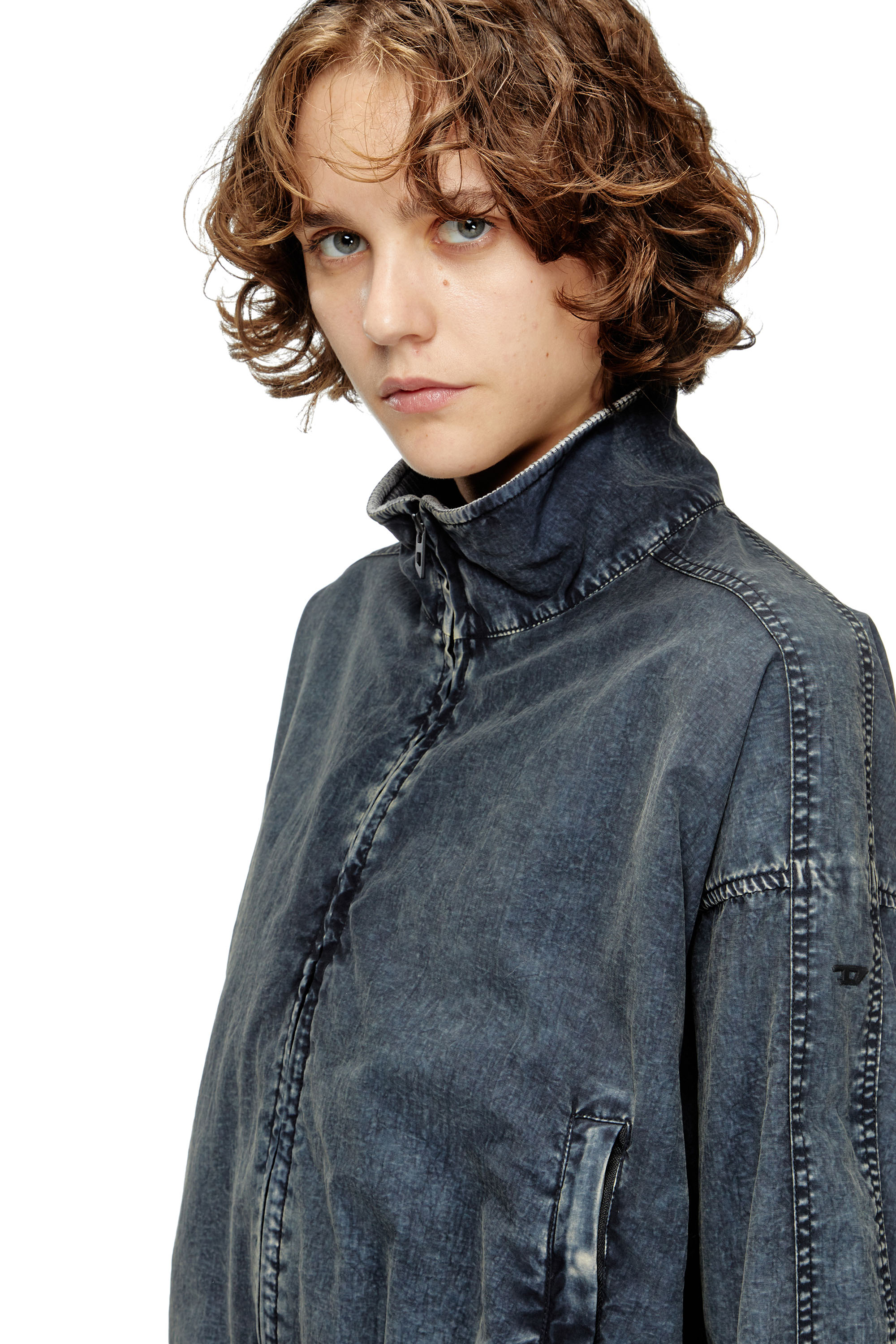 G-LEAM-R1, Dark Blue Diesel - G-LEAM-R1, Woman's Cropped jacket in recycled nylon taslan in Dark Blue - 5