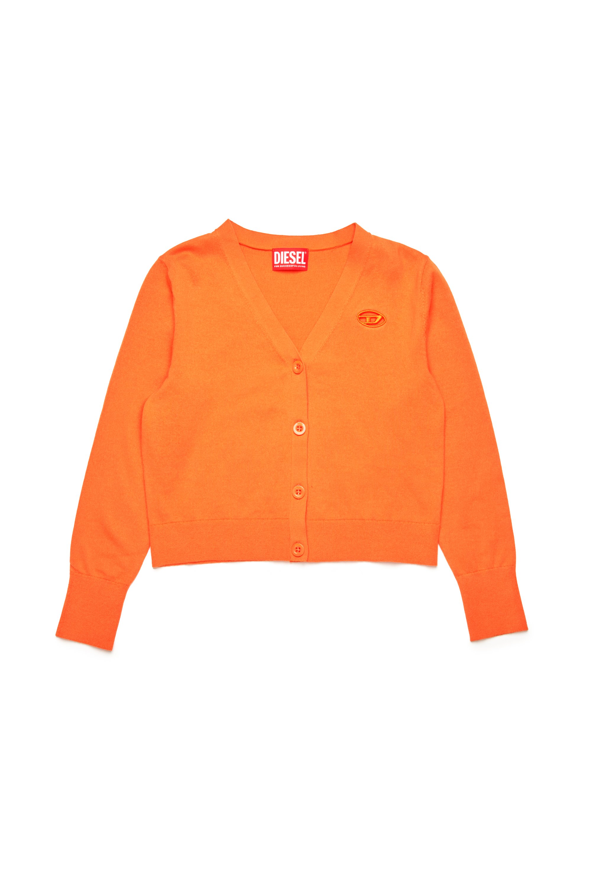 Diesel - KMARTE, Woman's Cardigan with cut-out Oval D logo in Orange - 1