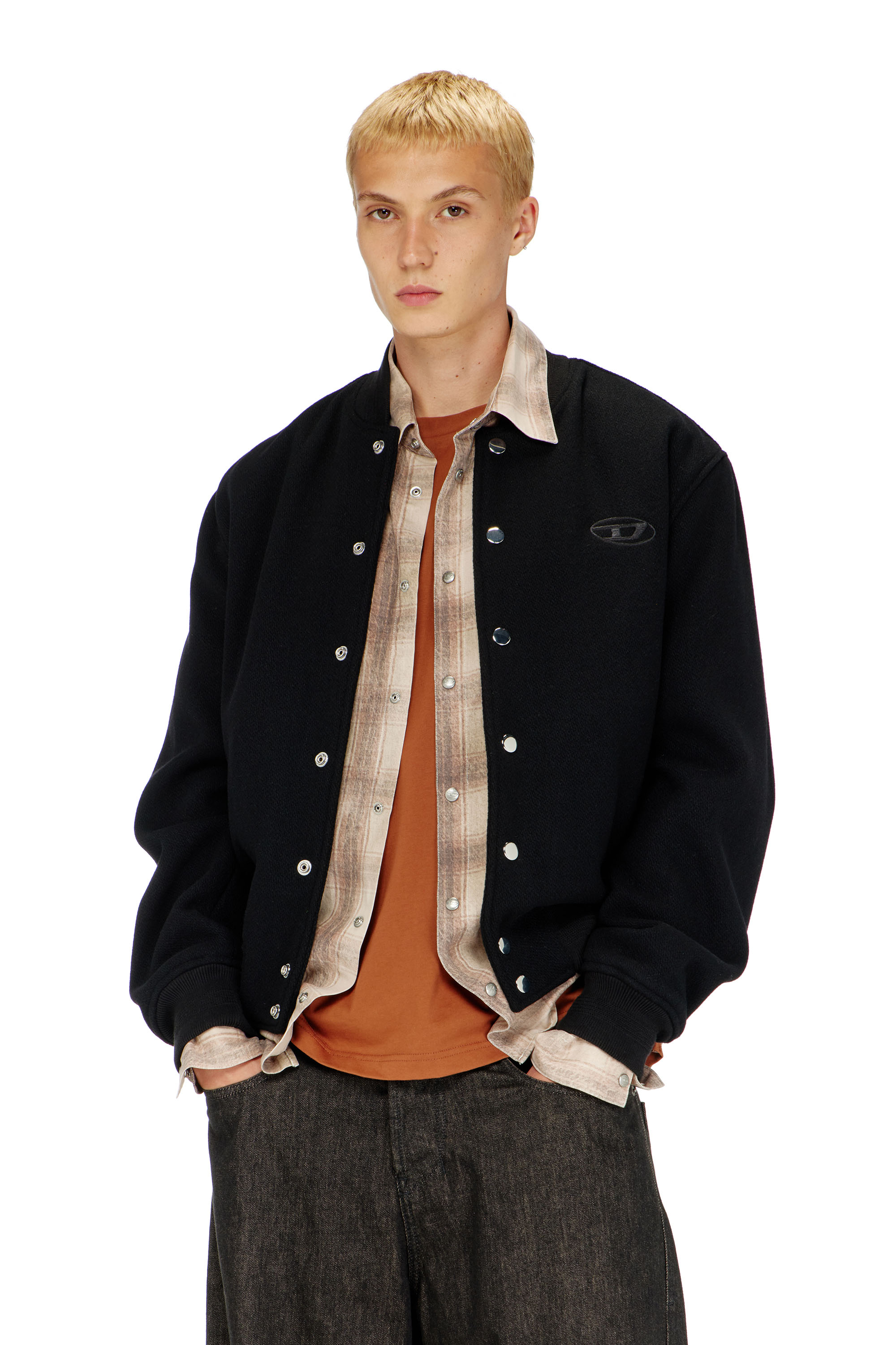 Diesel - J-ARRY-WRD, Man's Bomber jacket in felted wool blend in Black - 3