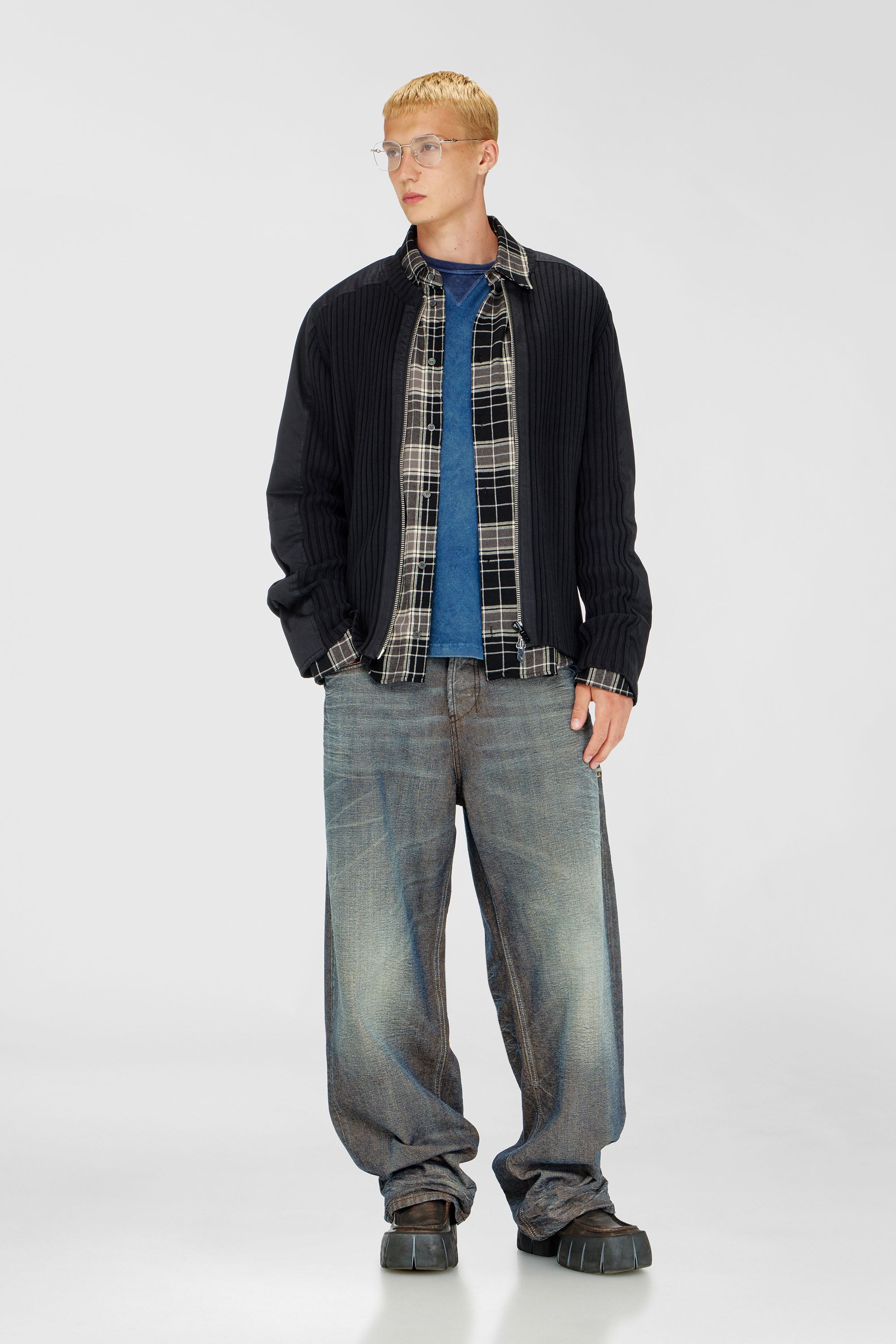 Zipped cardigan with utilitarian panels
