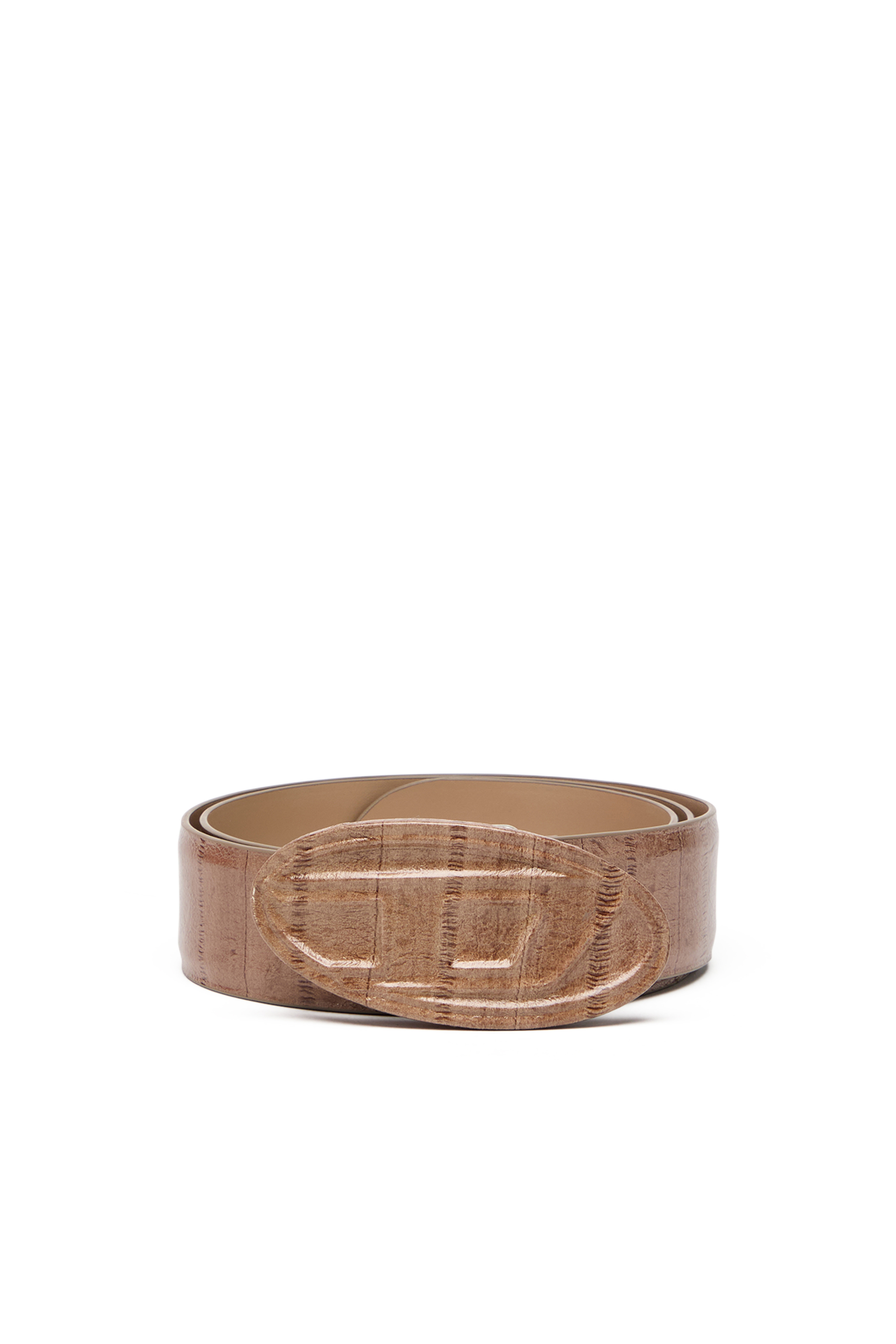 Diesel - B-1DR EMBRACED, Man's 4cm belt in eel-effect leather in Light Brown - 1