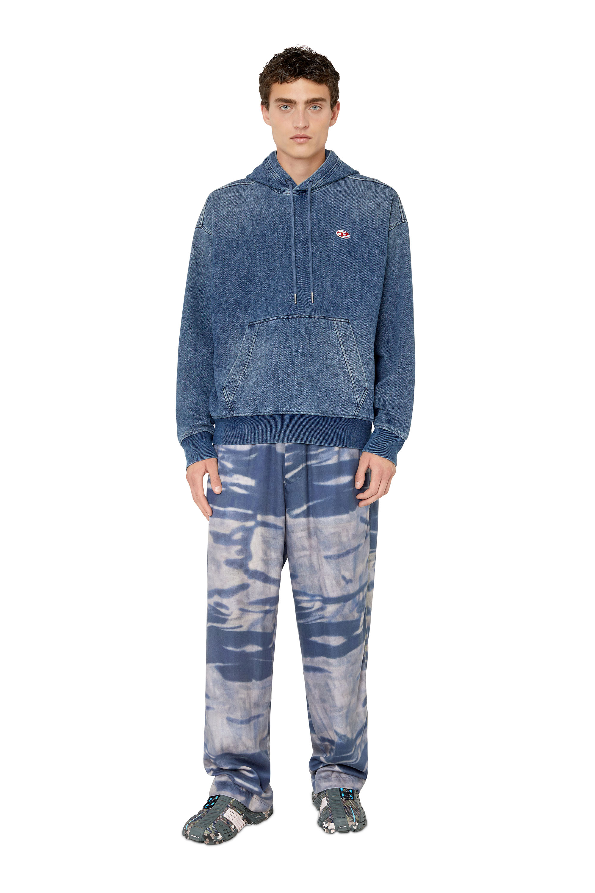 Diesel - D-UM-RIB TRACK DENIM HOODIE, Medium blue - Image 2