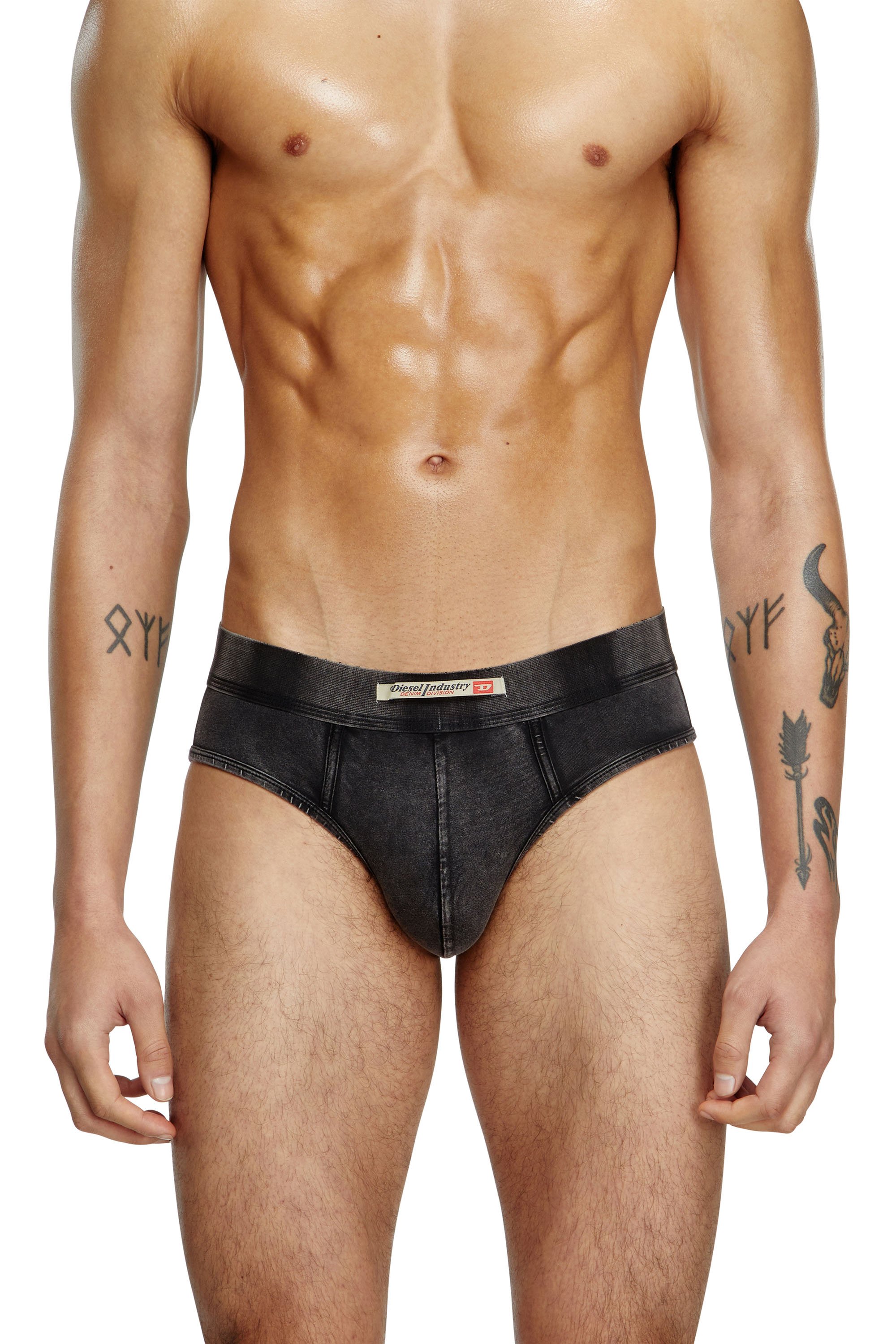 Diesel - UMBR-ANDRE-H, Man's Briefs in denim-effect cotton in Black - 2