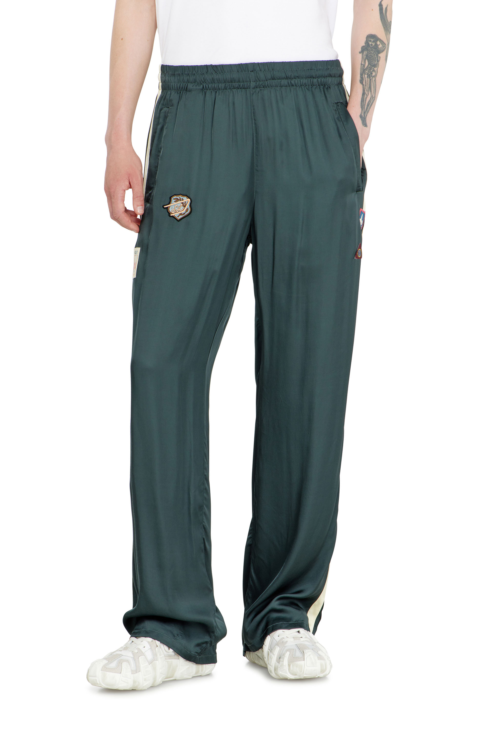Diesel - P-ANNU, Man's Satin track pants with patches in null - 2