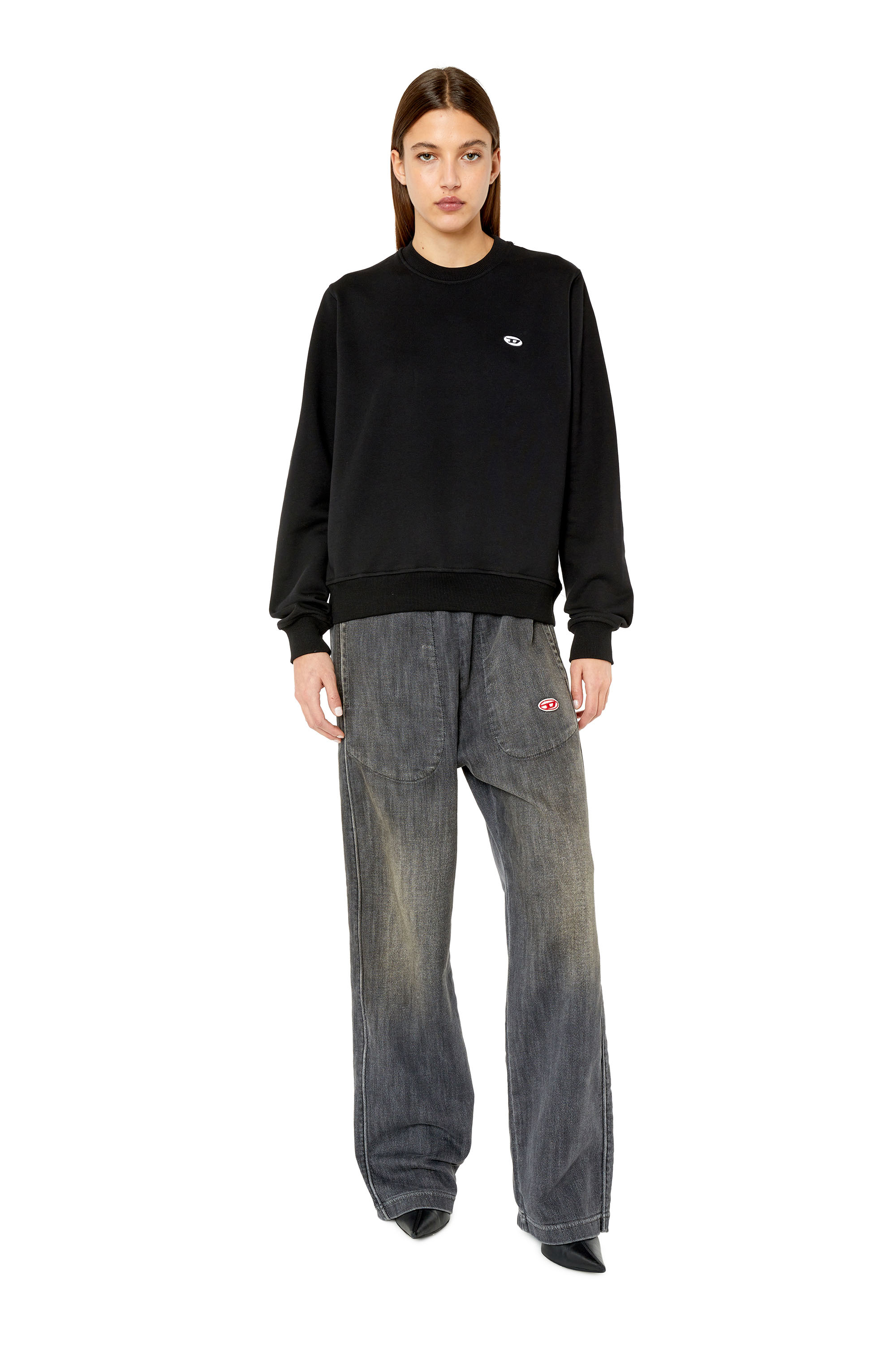 Diesel - F-REGGY-DOVAL-PJ, Woman Sweatshirt with oval D patch in Black - Image 2