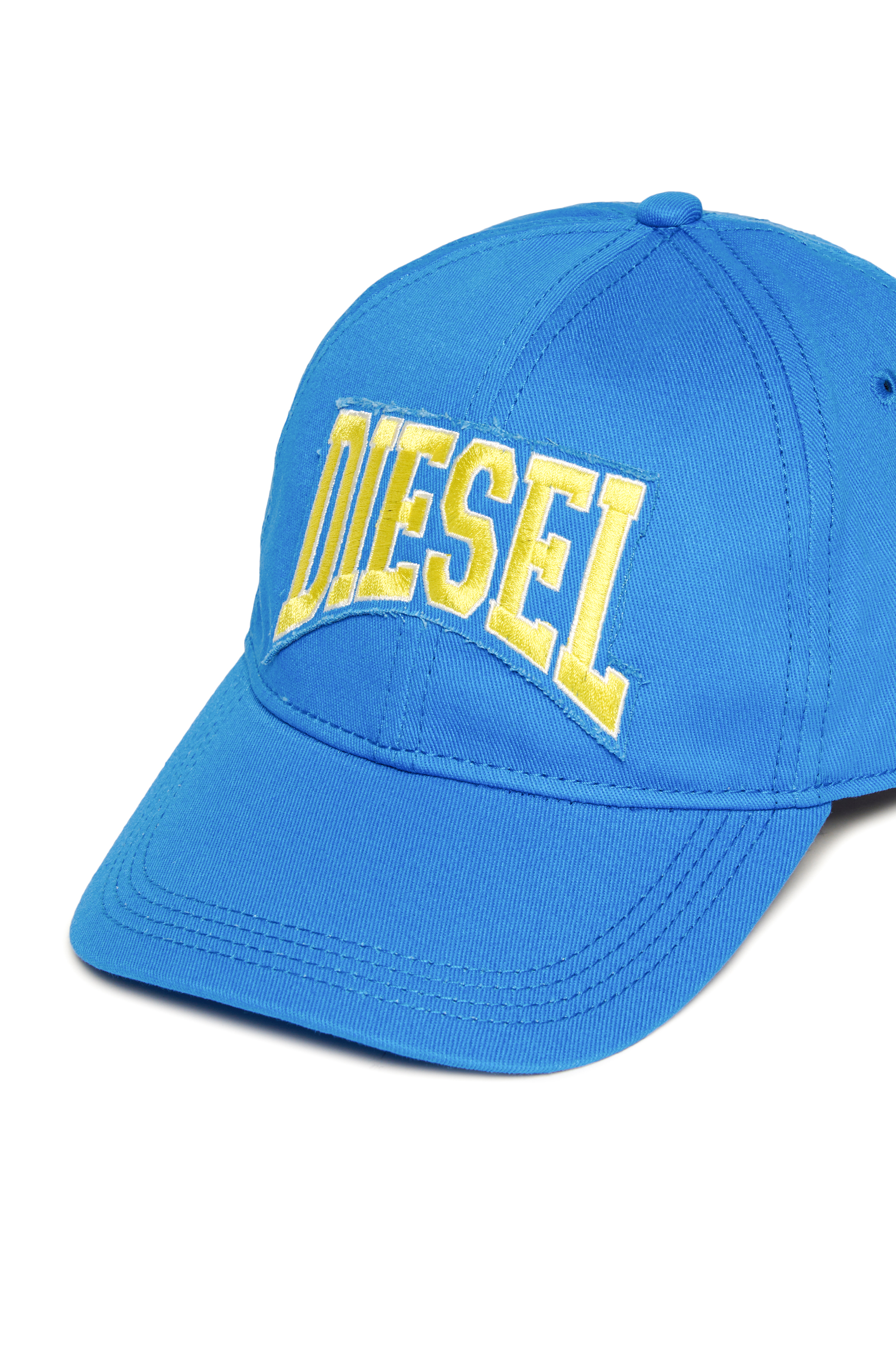 Diesel - FCGUS, Man's Baseball cap with logo-embroidered patch in Blue/Yellow - 3