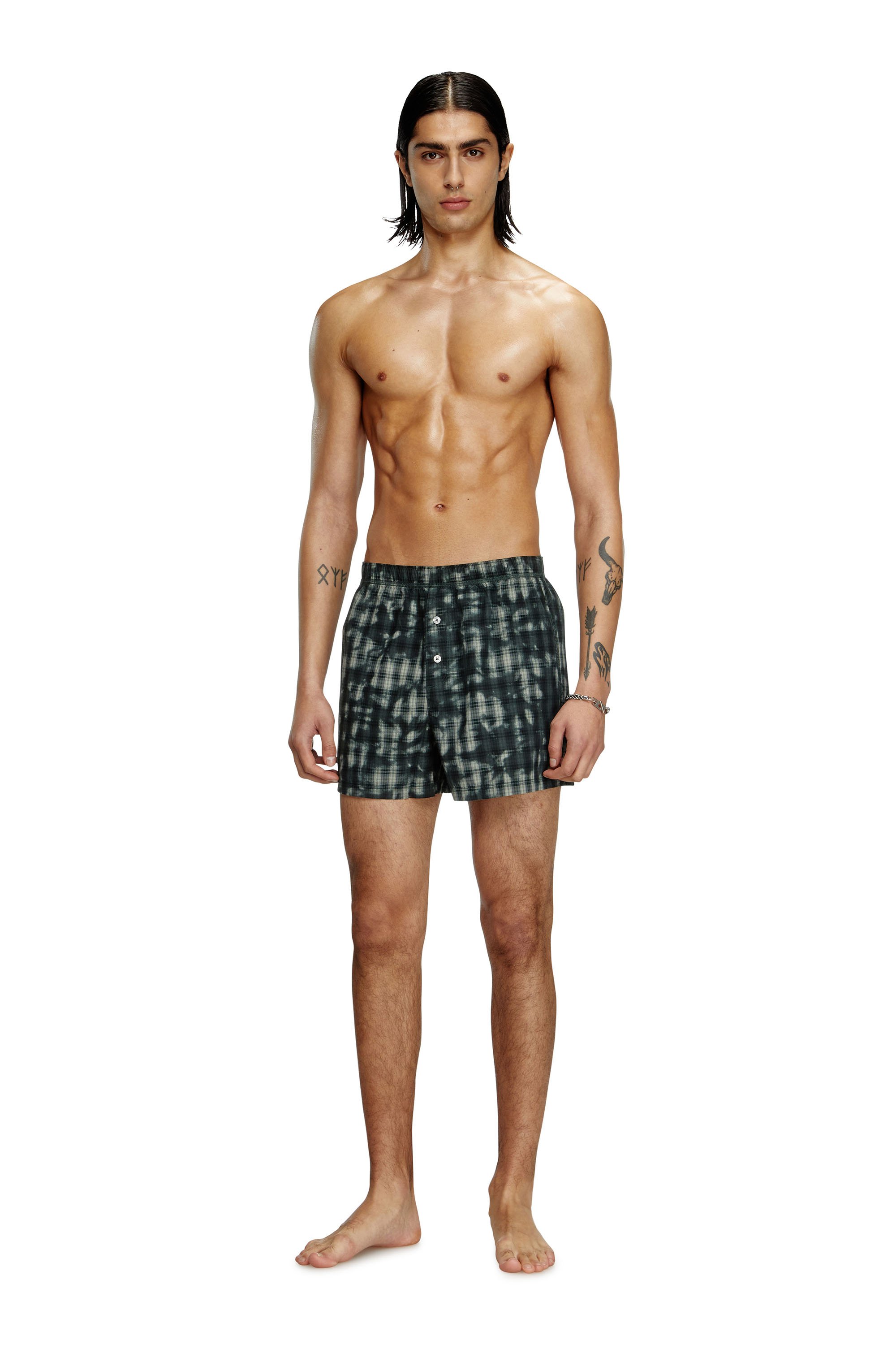 Diesel - STARK-UTLT, Unisex's Boxers with check print in Dark Green - 2