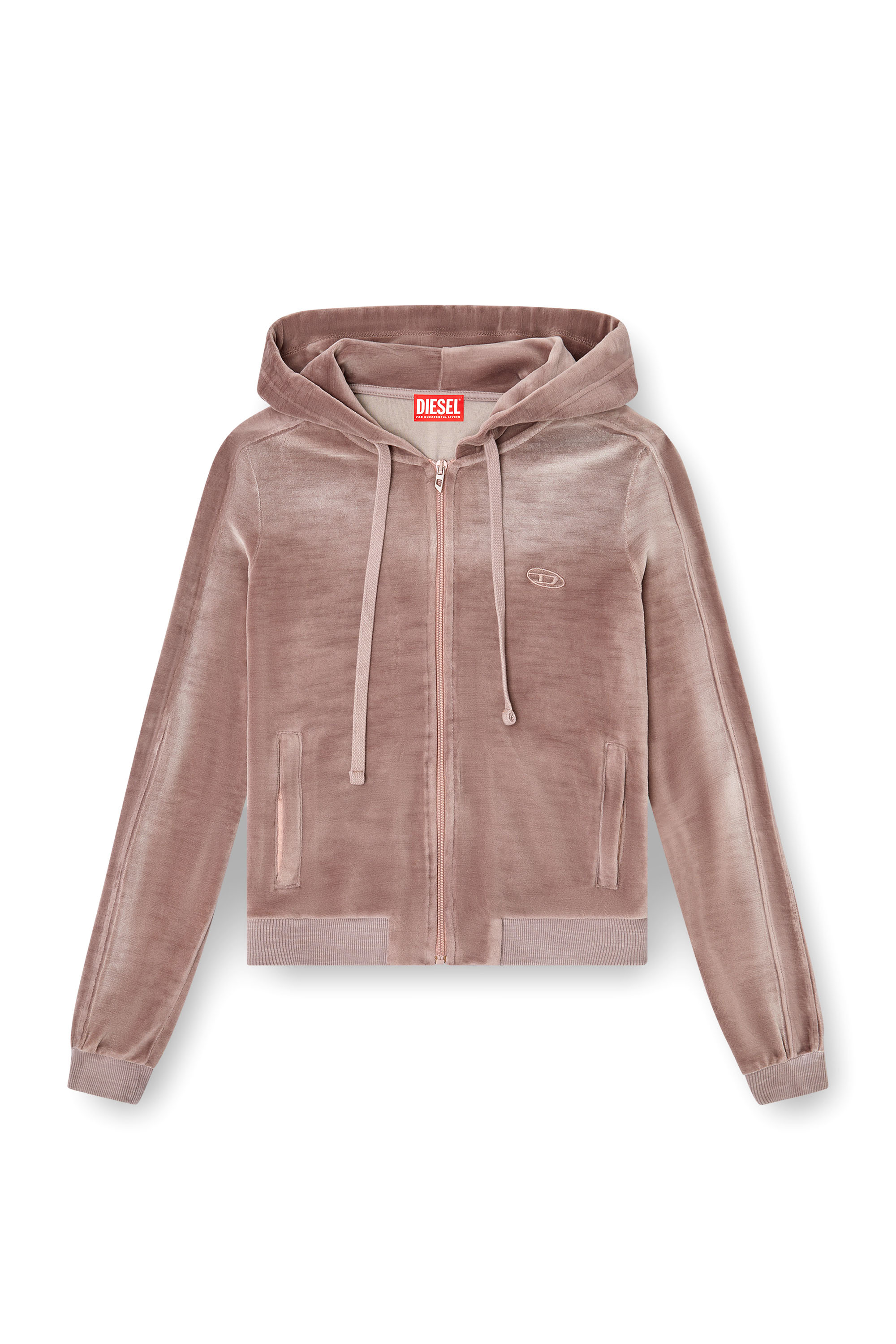 Diesel - F-ELY-Q1, Woman's Zip-up hoodie in faded chenille in Pink - 4