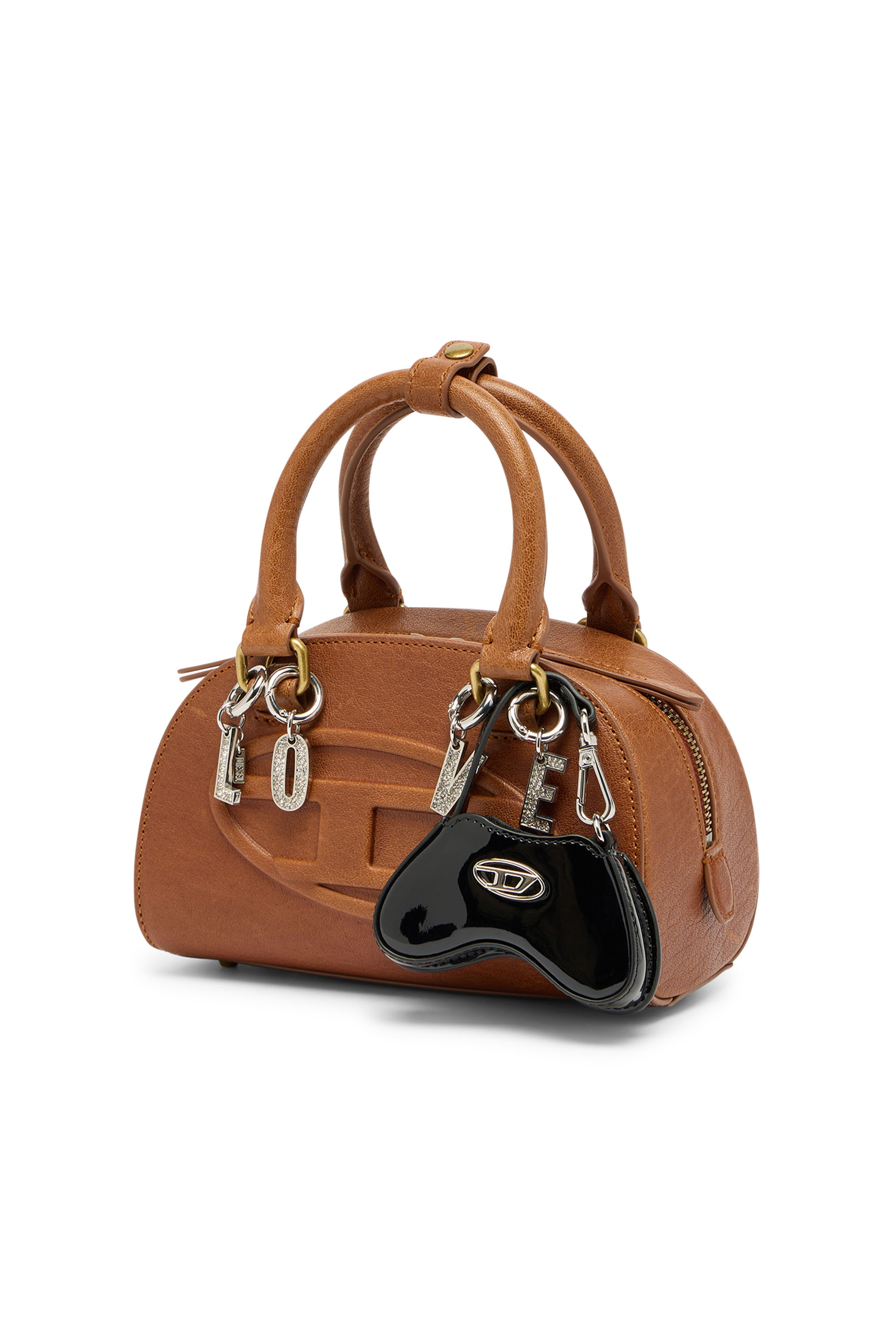 Diesel - 1DR DOME CROSSBODY, Woman's 1DR Dome-Mini bowling bag in pull-up leather in Camel - 6