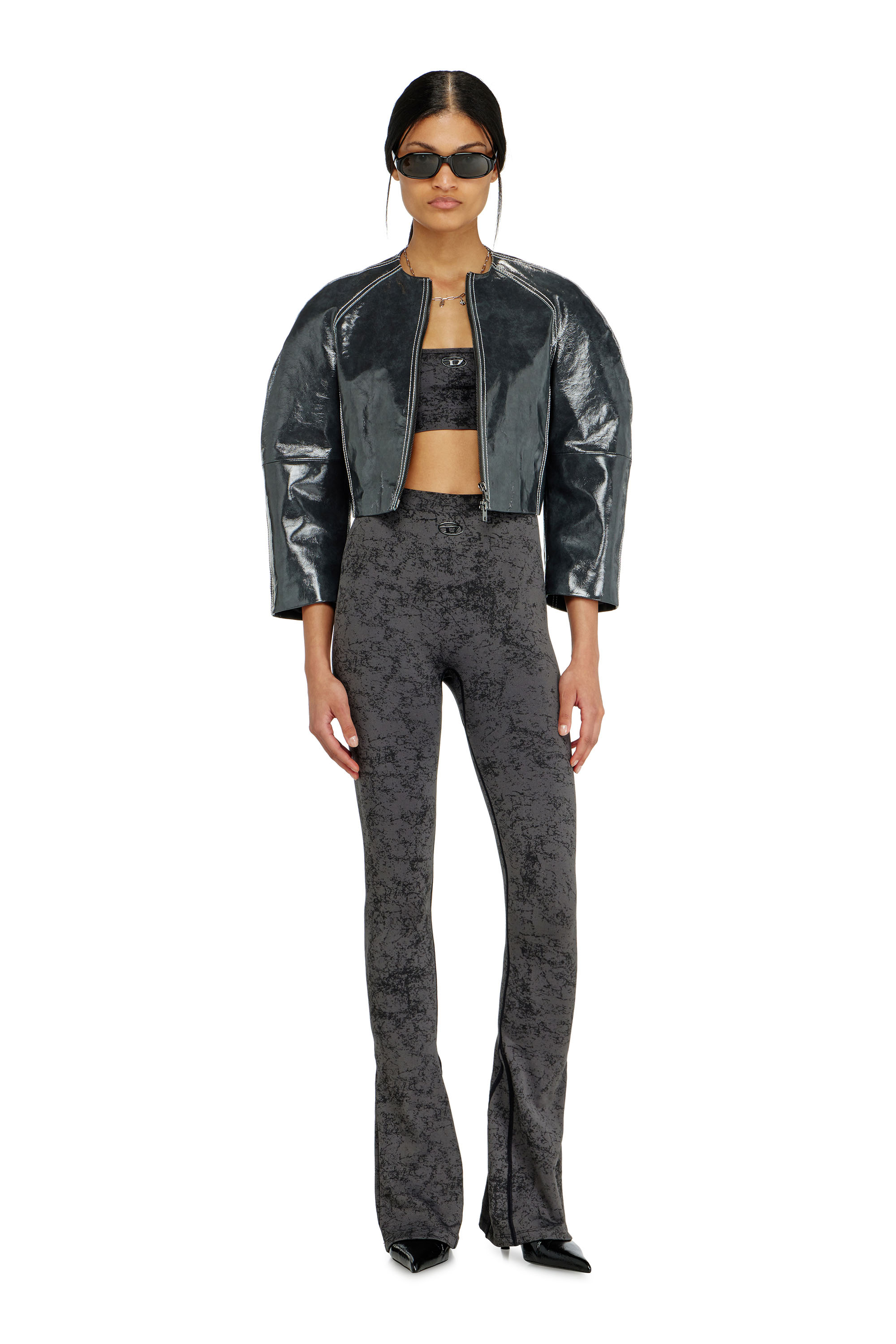 Diesel - CORNELIA-UTLT, Woman's Fared leggings with utilitarian print in Dark grey - 4