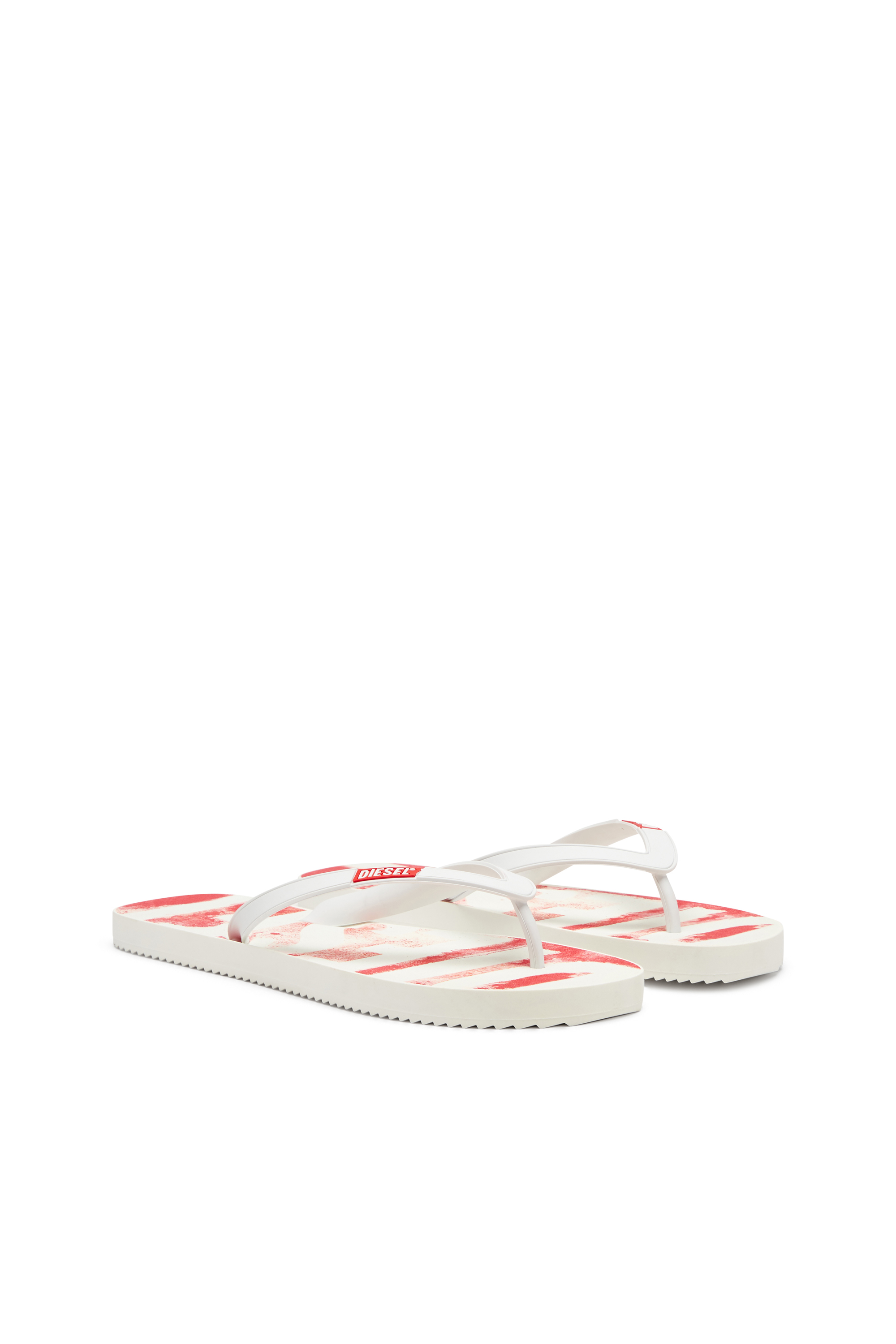 Diesel - SA-RIO, Man's Sa-Rio-Rubber flip-flops with graffiti logo in White/Red - 2