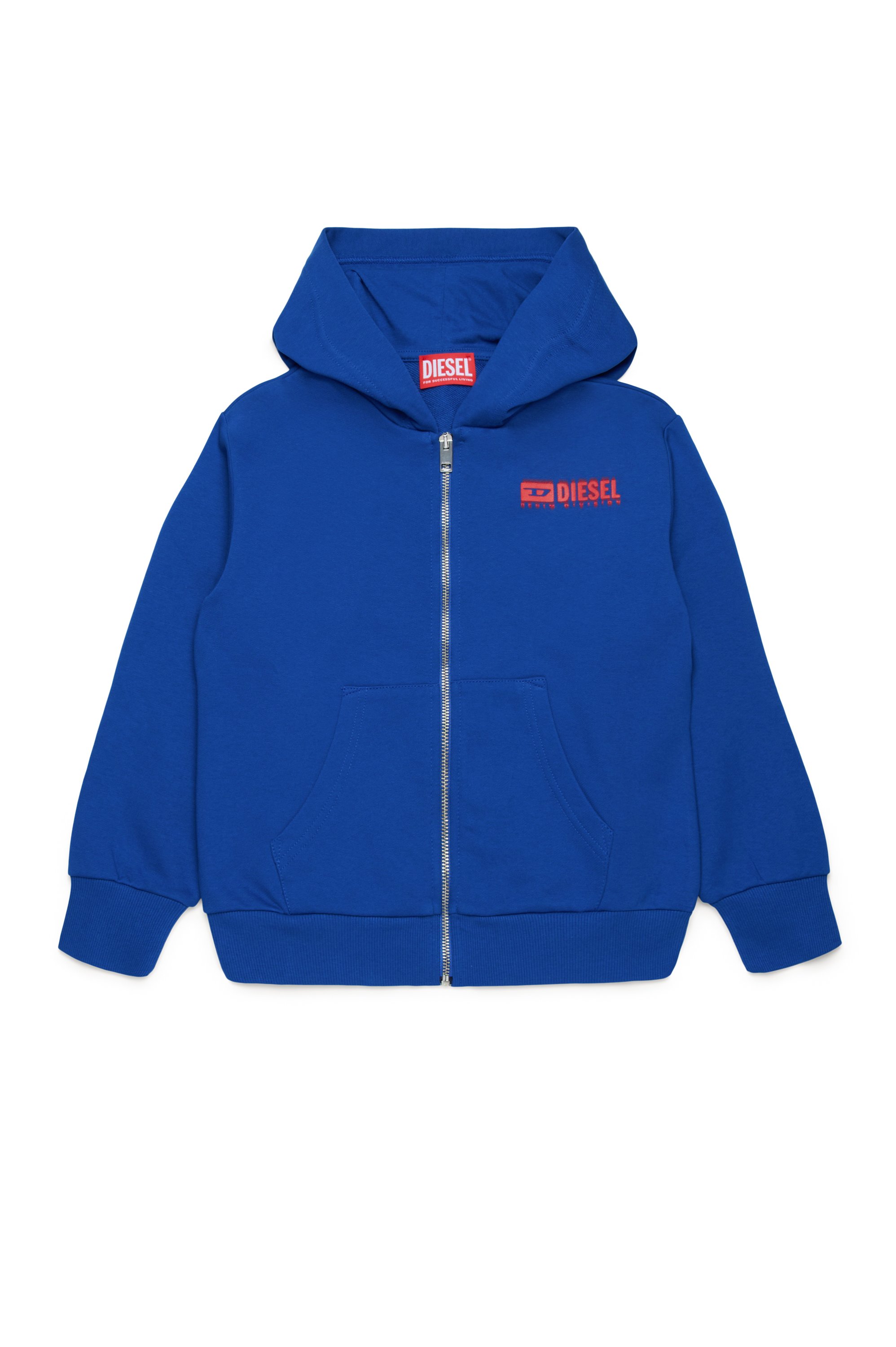 Diesel - SVOUGZIP OVER, Man's Zip-up hoodie with smudged logo in Blue - 1